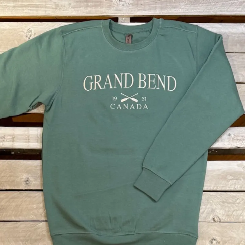 Grand Bend Souvenir Crossed Oars Embroidery Crew Neck Fleece sold by Archie's Surf Shop