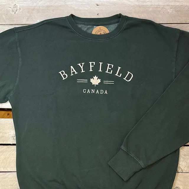 Bayfield Souvenir Maple Leaf Icon Embroidered Crew Neck sold by Archie's Surf Shop