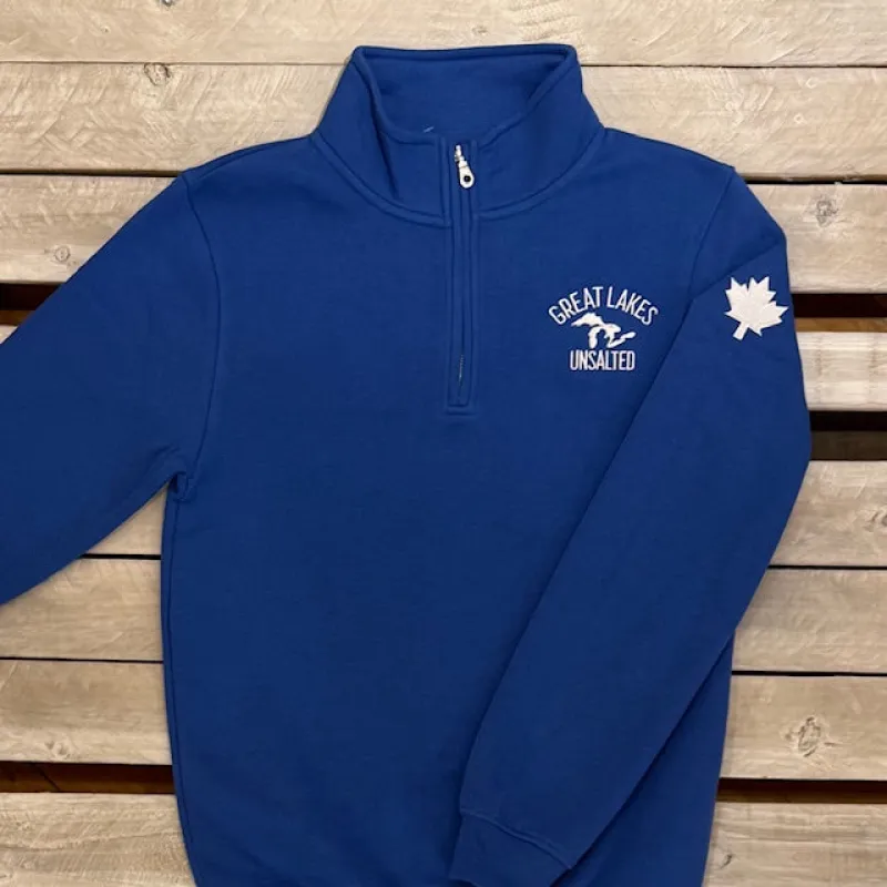 Great Lakes Map & Maple Leaf 1/4 Zip sold by Archie's Surf Shop