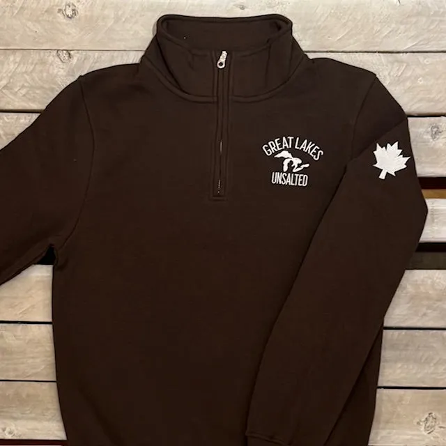 Great Lakes Map & Maple Leaf 1/4 Zip sold by Archie's Surf Shop