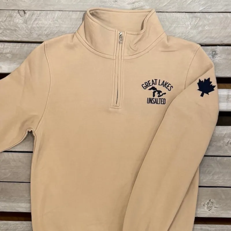 Great Lakes Map & Maple Leaf 1/4 Zip sold by Archie's Surf Shop