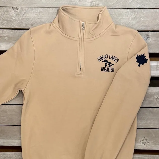Great Lakes Map & Maple Leaf 1/4 Zip sold by Archie's Surf Shop