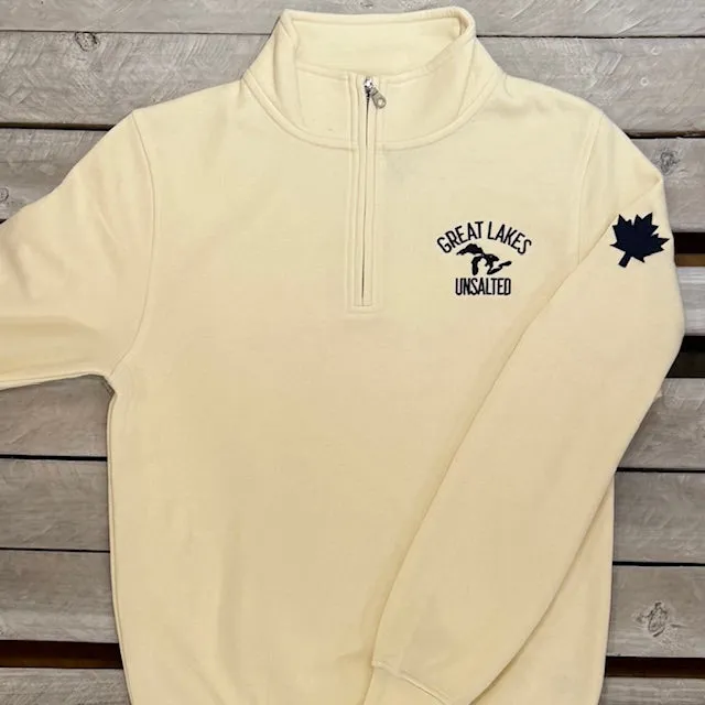 Great Lakes Map & Maple Leaf 1/4 Zip sold by Archie's Surf Shop