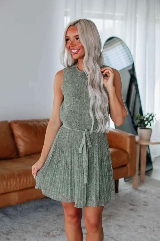 Marla Floral Dress - Dark Sage sold by Wild Oak Boutique