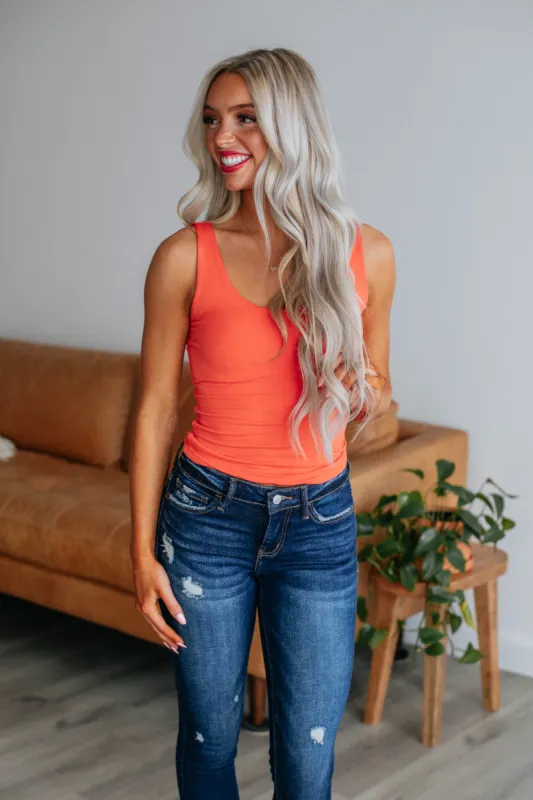 Delta Basic Tank - Coral sold by Wild Oak Boutique