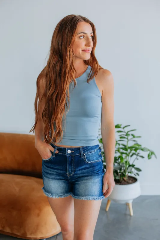 Demi Basic Tank - Vintage Blue sold by Wild Oak Boutique