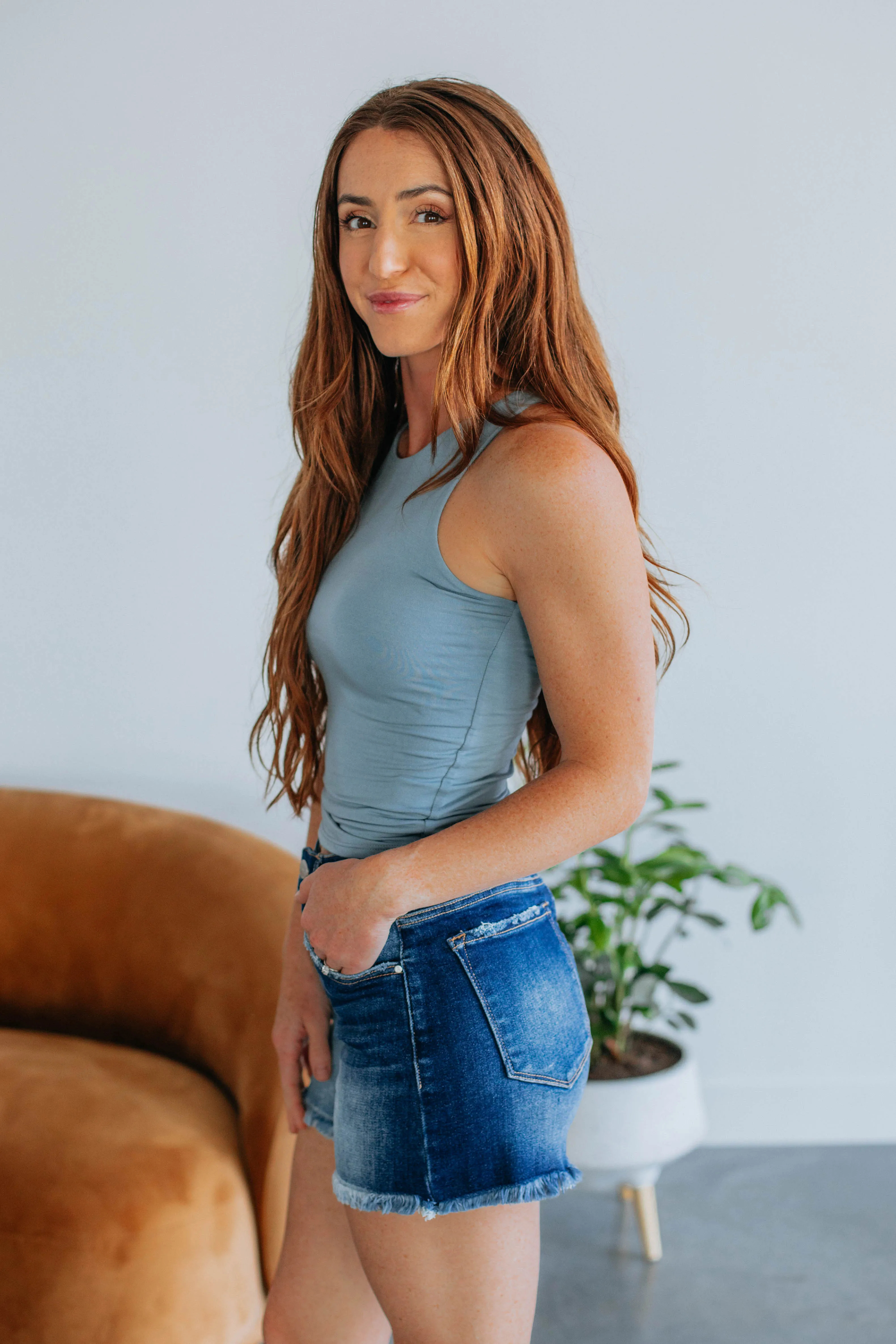 Demi Basic Tank - Vintage Blue sold by Wild Oak Boutique product image thumbnail 5