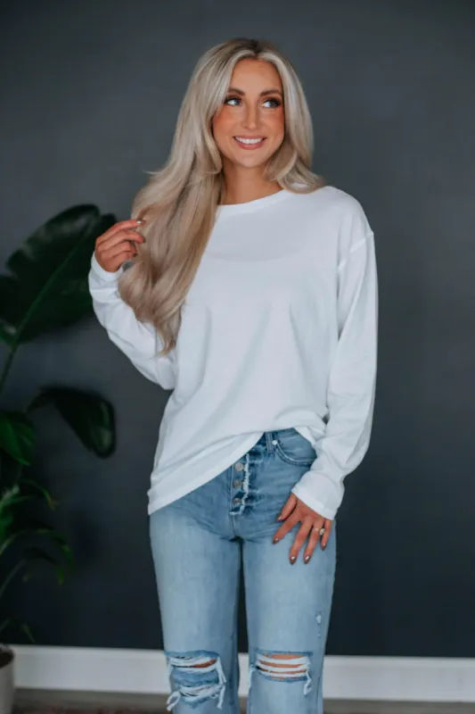Sydelle Long Sleeve Tee - Ivory sold by Wild Oak Boutique