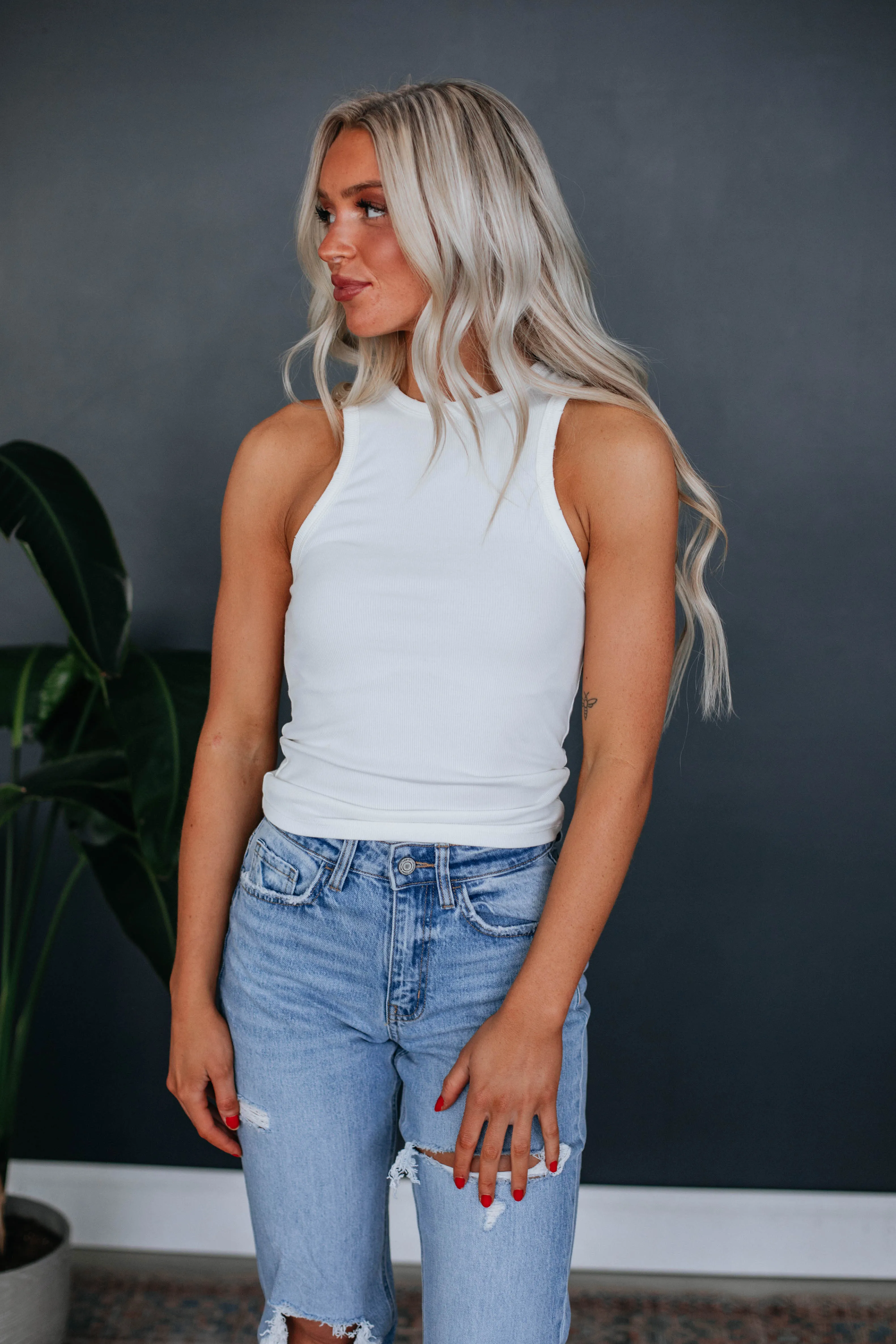 Lou Ribbed Tank - Ivory sold by Wild Oak Boutique