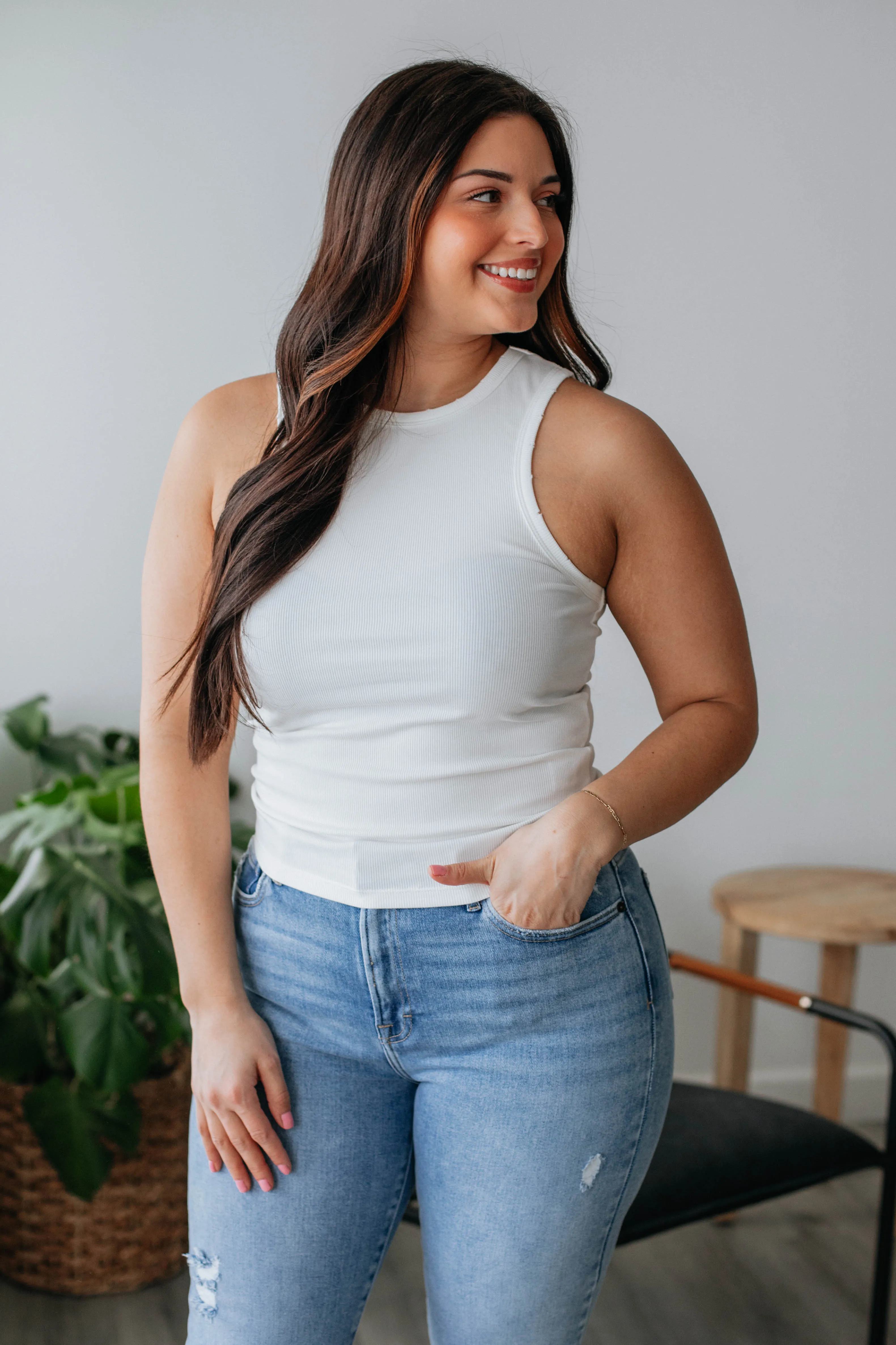 Lou Ribbed Tank - Ivory sold by Wild Oak Boutique product image thumbnail 2