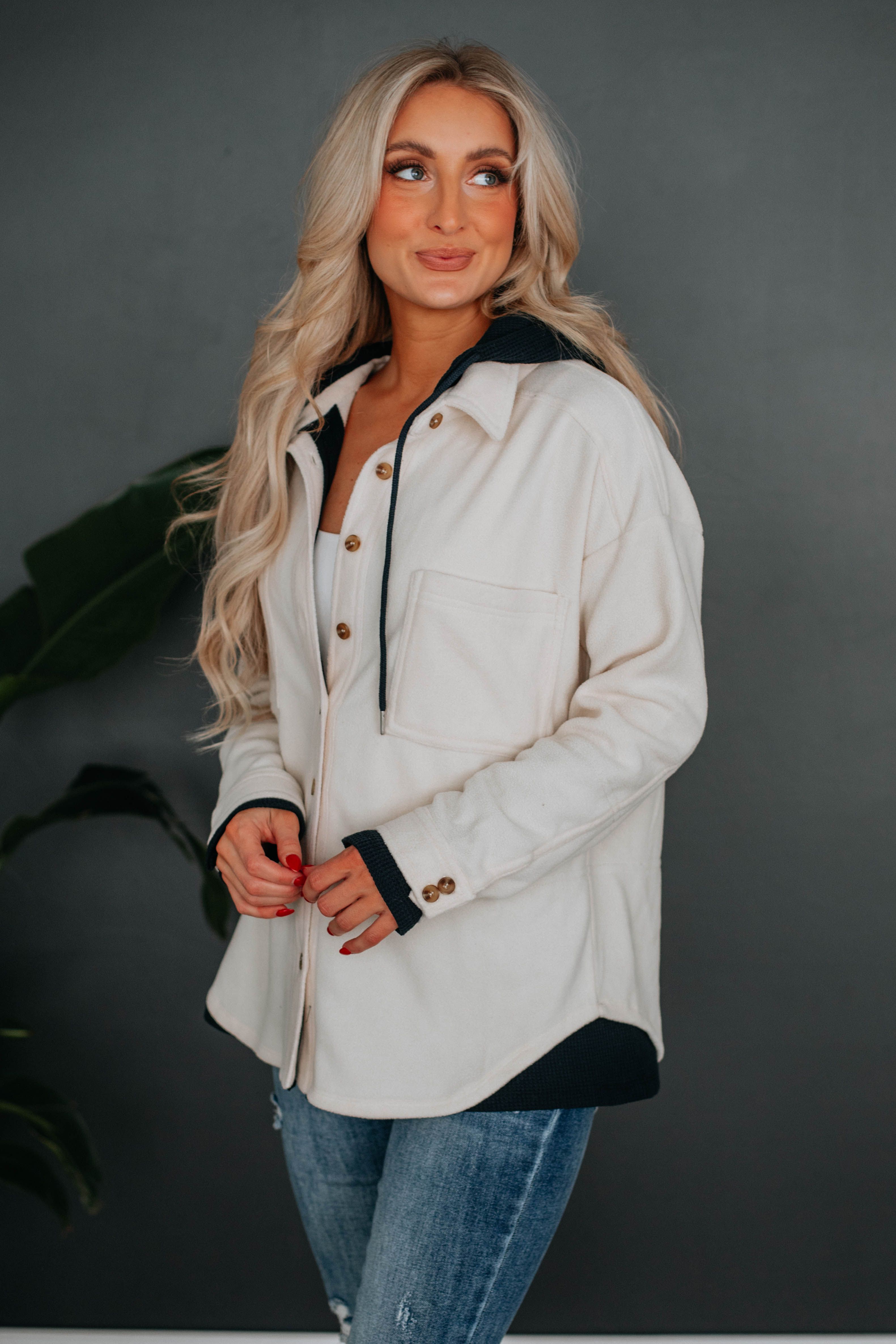 Zinny Fleece Shacket - Ecru sold by Wild Oak Boutique product image thumbnail 5