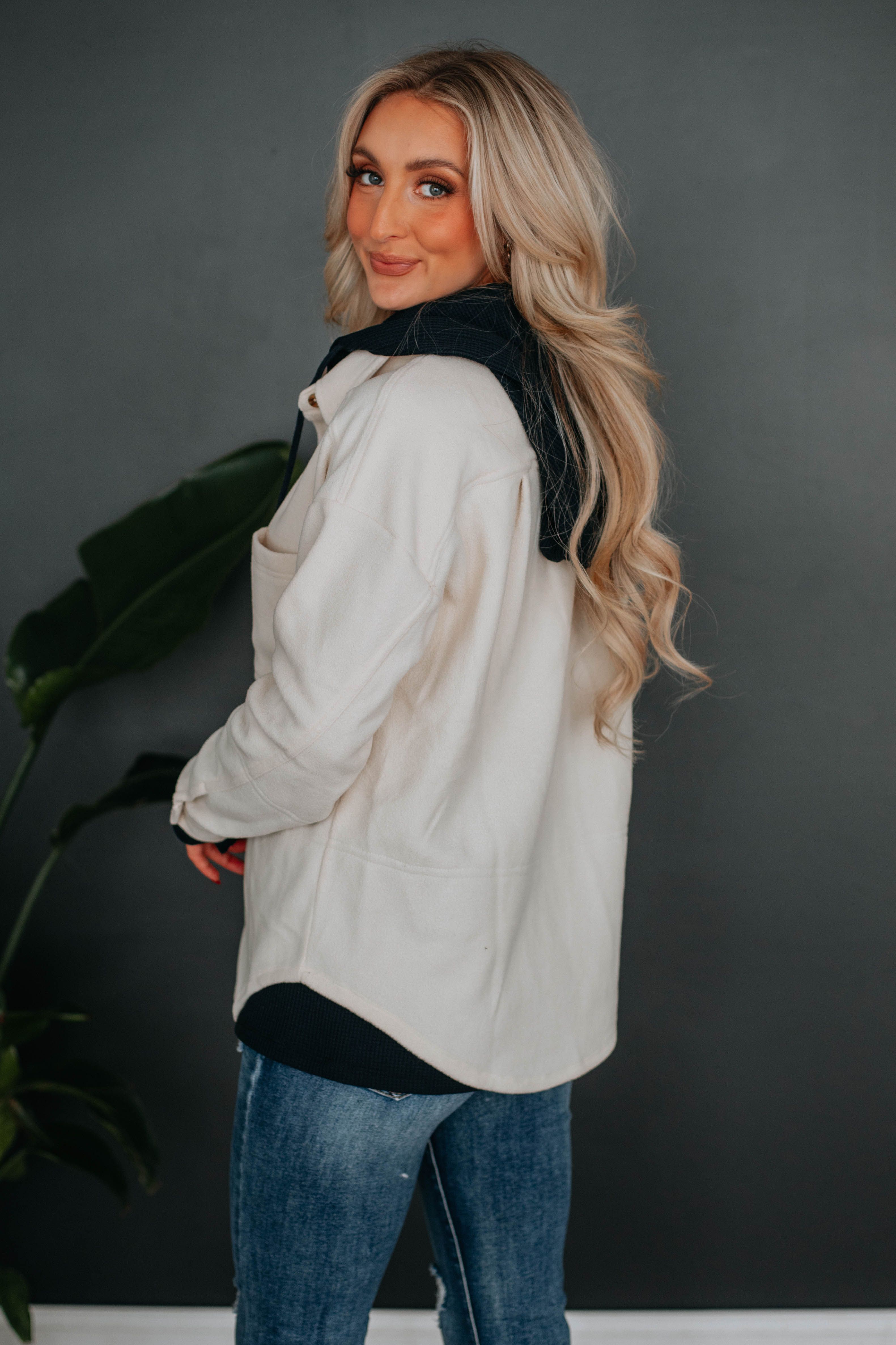 Zinny Fleece Shacket - Ecru sold by Wild Oak Boutique product image thumbnail 4