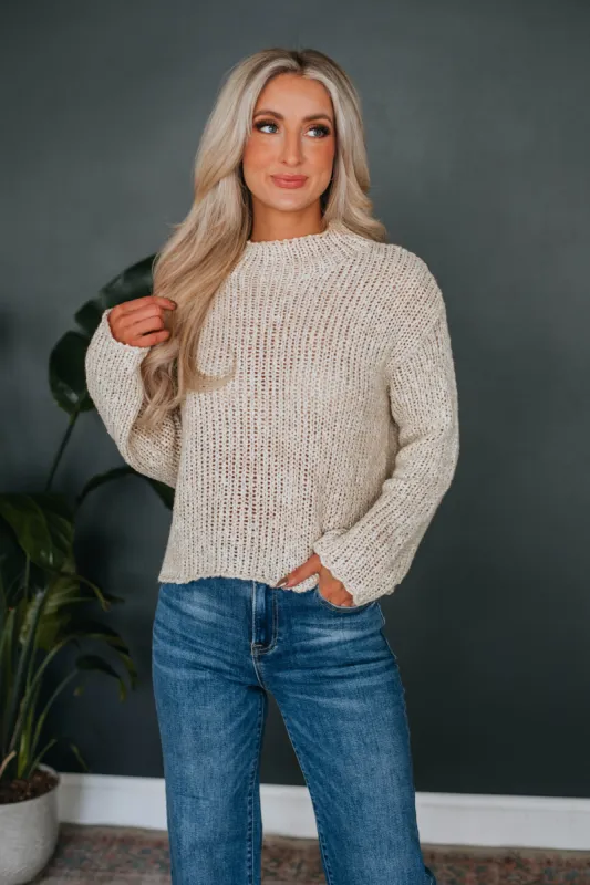 Lena Mock Neck Sweater - Oat sold by Wild Oak Boutique