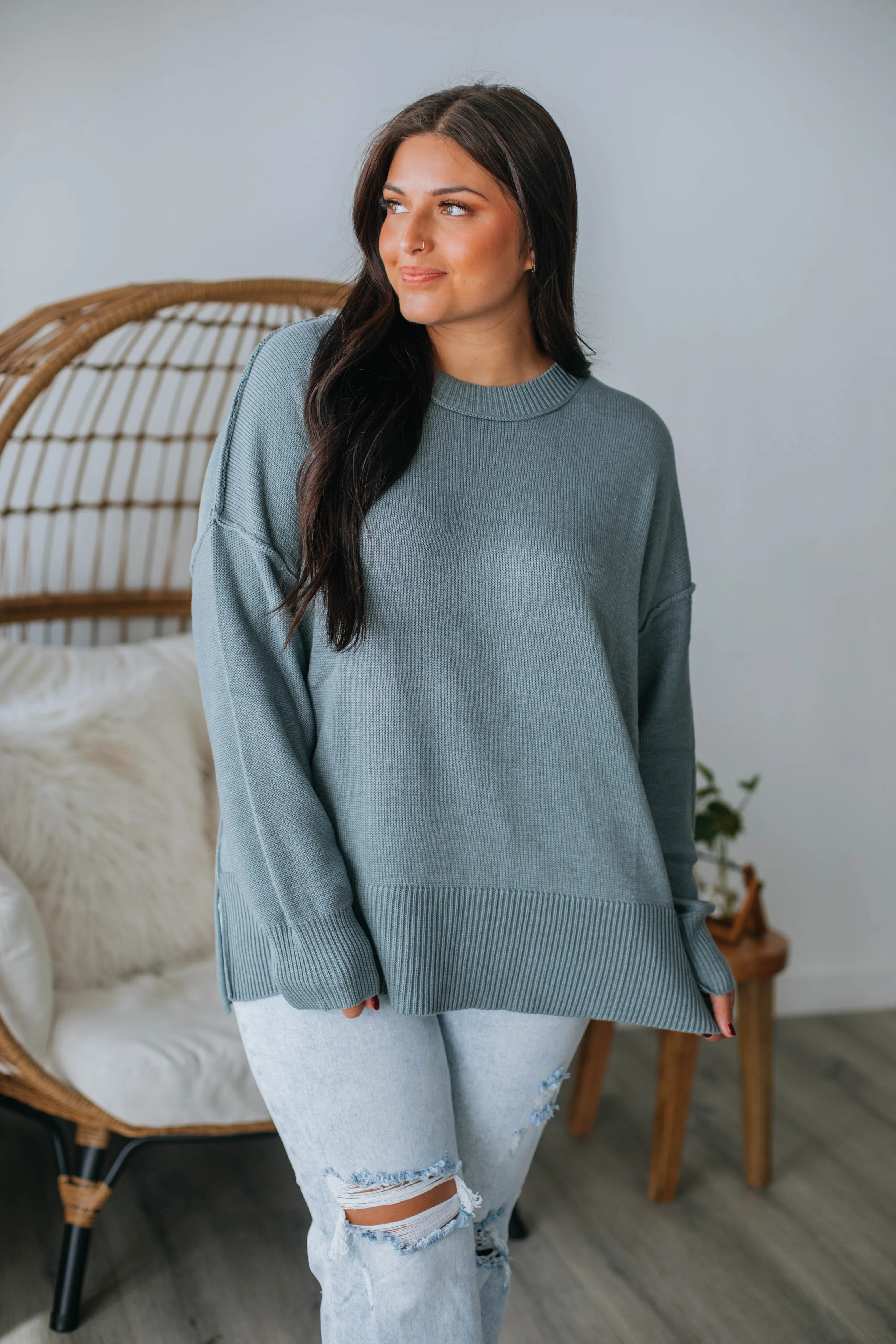 Leland Sweater - Slate sold by Wild Oak Boutique product image thumbnail 3