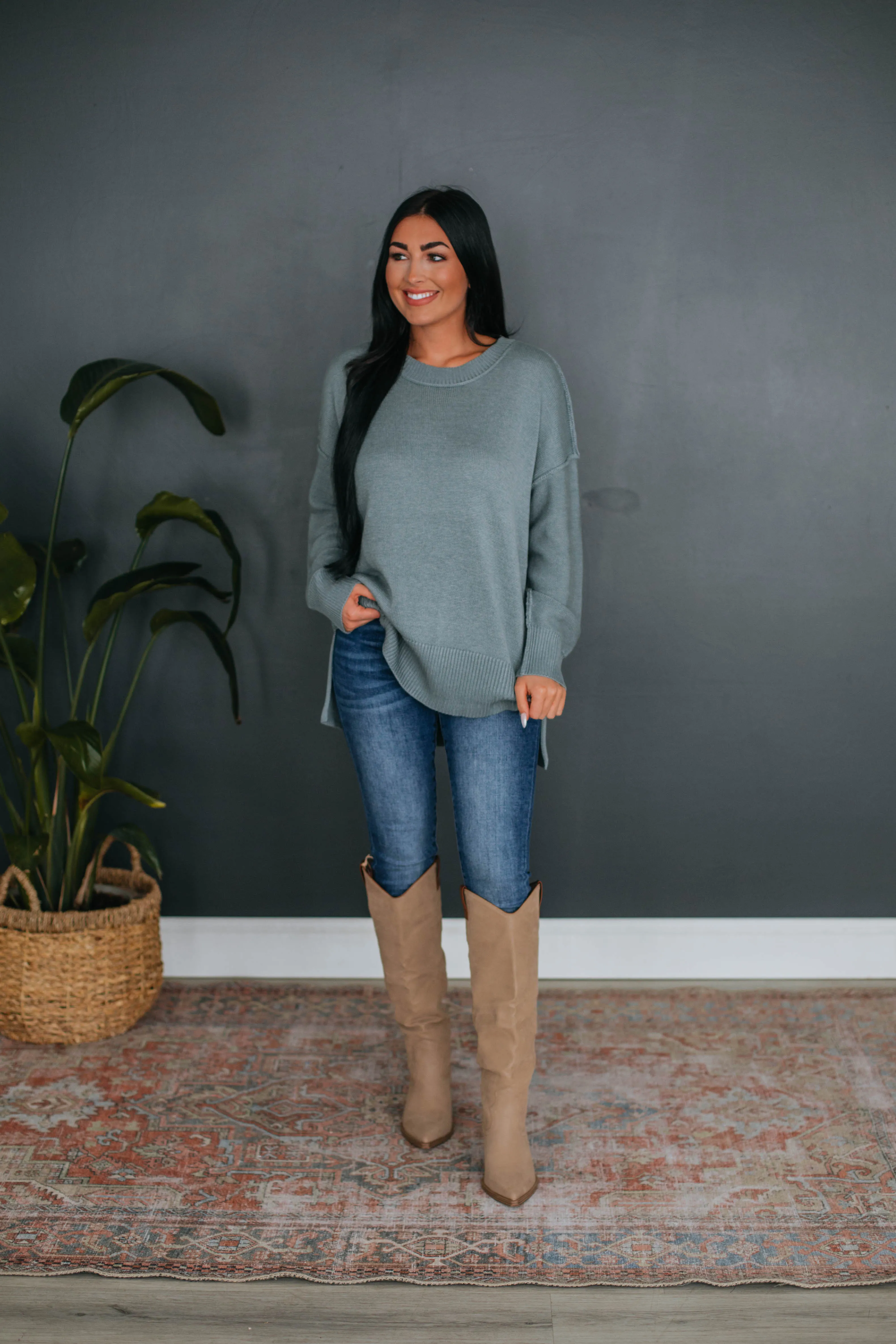 Leland Sweater - Slate sold by Wild Oak Boutique product image thumbnail 2