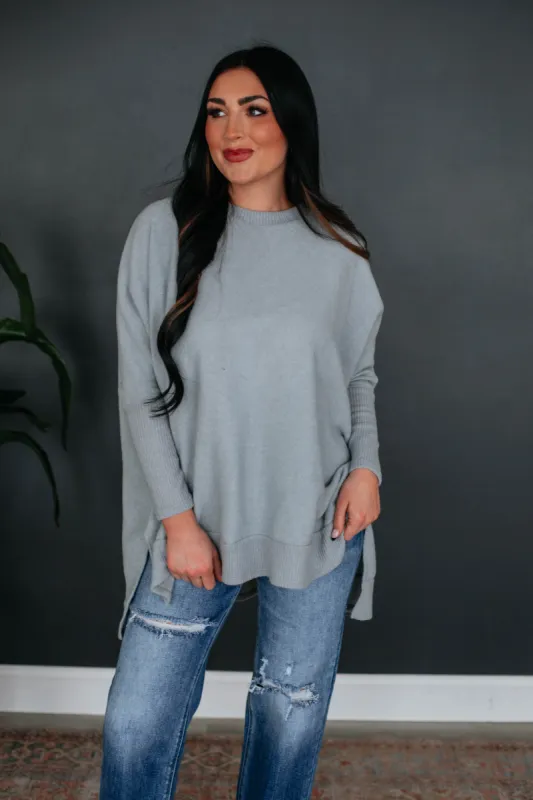 Felix Oversized Top - Heather Grey sold by Wild Oak Boutique