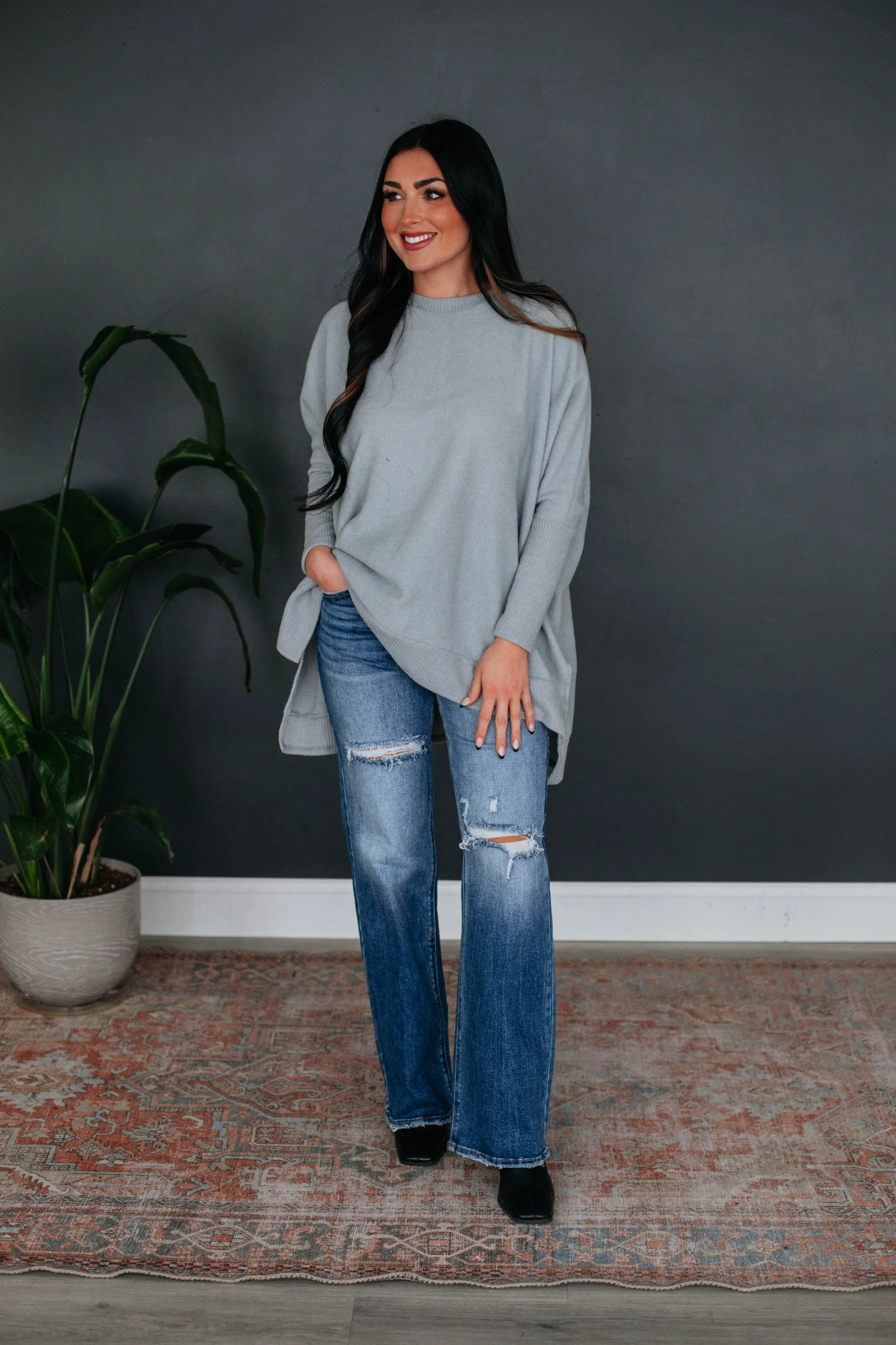 Felix Oversized Top - Heather Grey sold by Wild Oak Boutique product image thumbnail 2