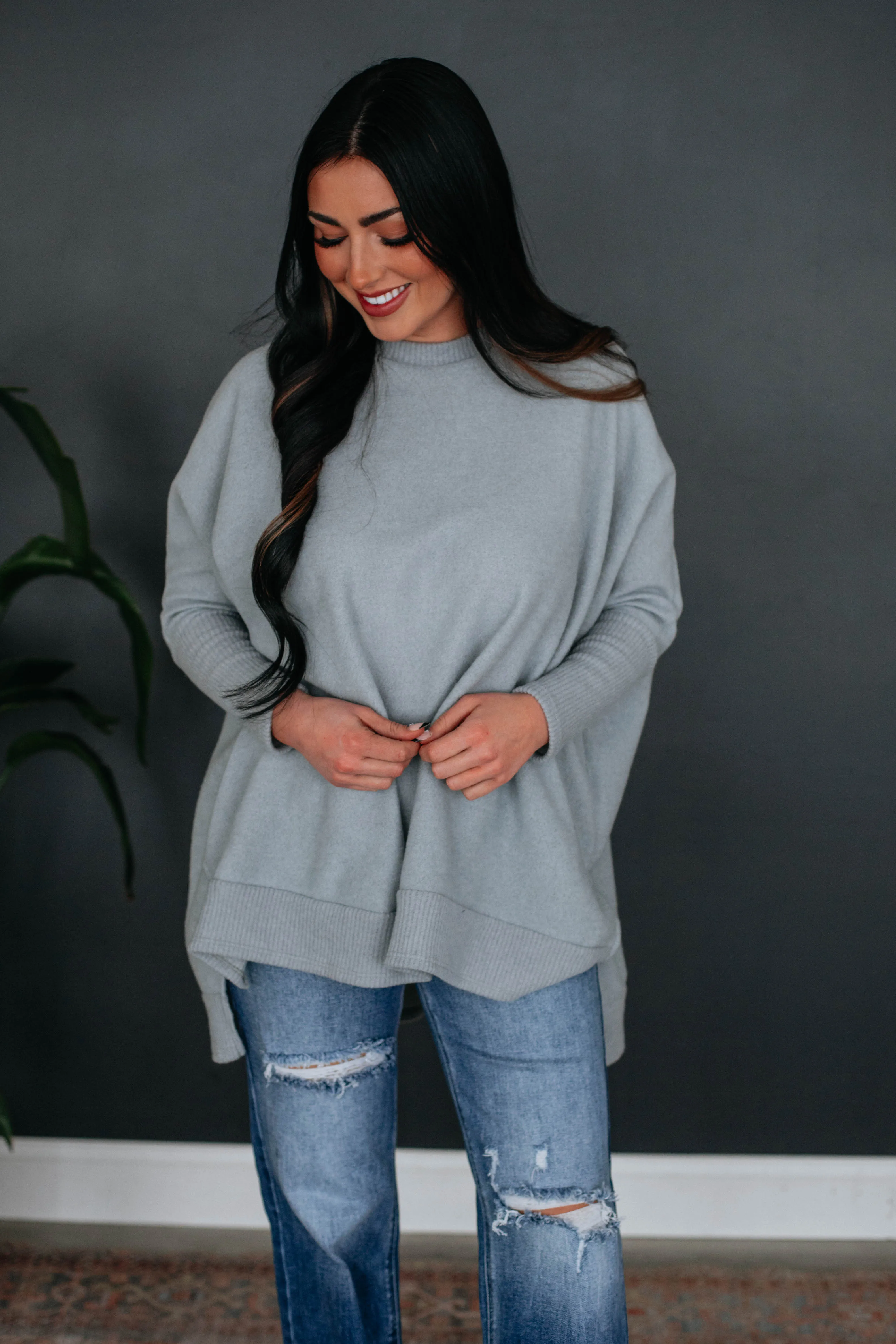 Felix Oversized Top - Heather Grey sold by Wild Oak Boutique product image thumbnail 5
