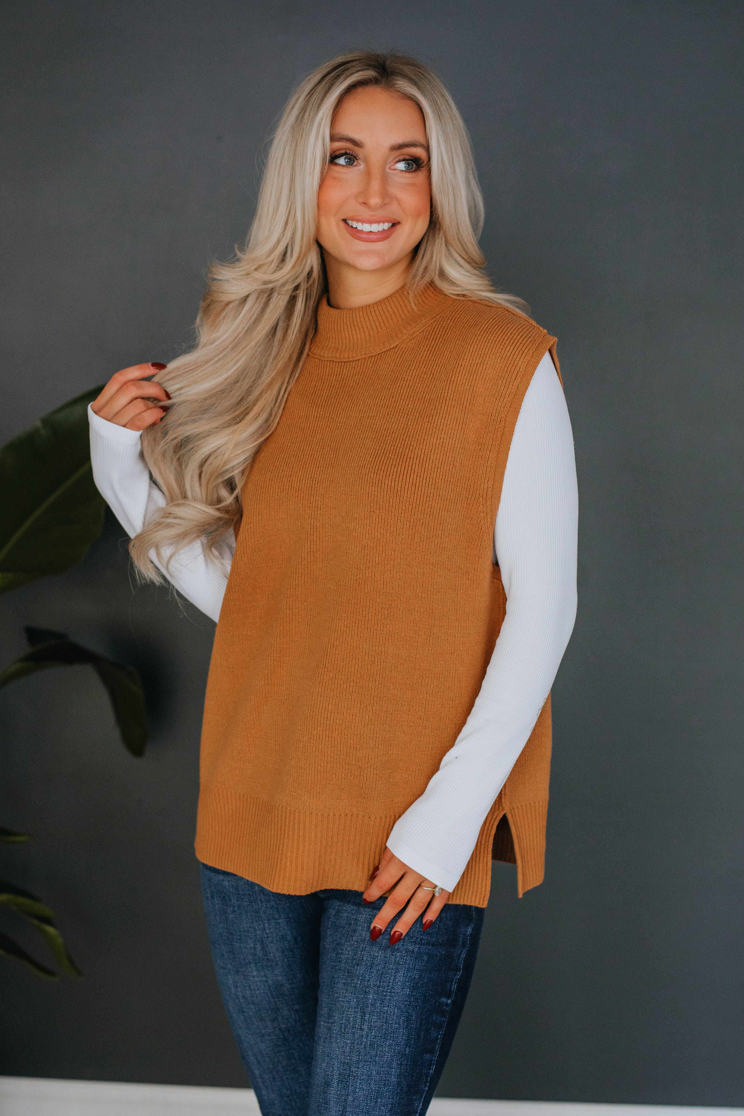 Astra Sweater Vest - Camel sold by Wild Oak Boutique product image thumbnail 3