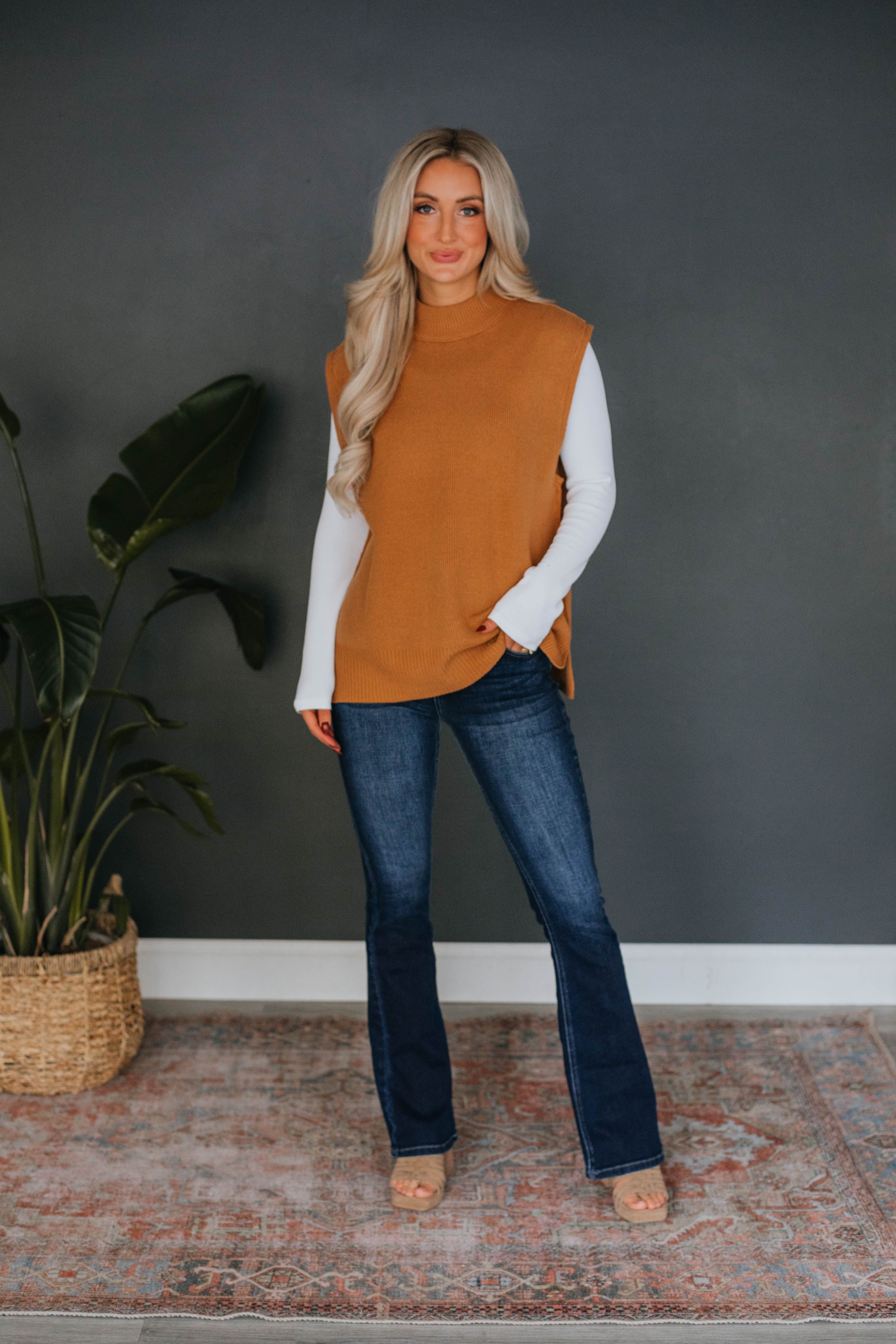 Astra Sweater Vest - Camel sold by Wild Oak Boutique product image thumbnail 2