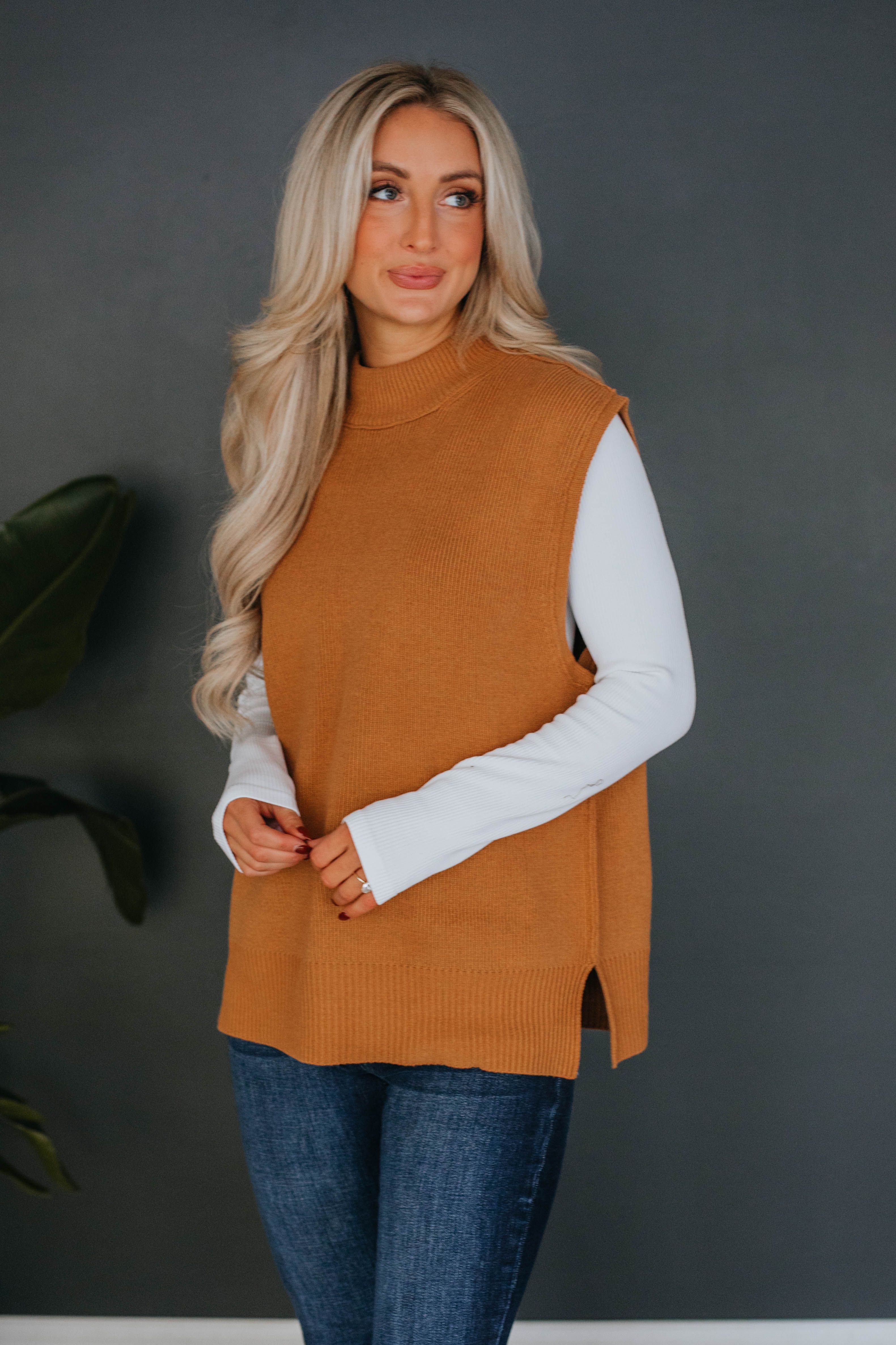 Astra Sweater Vest - Camel sold by Wild Oak Boutique product image thumbnail 4