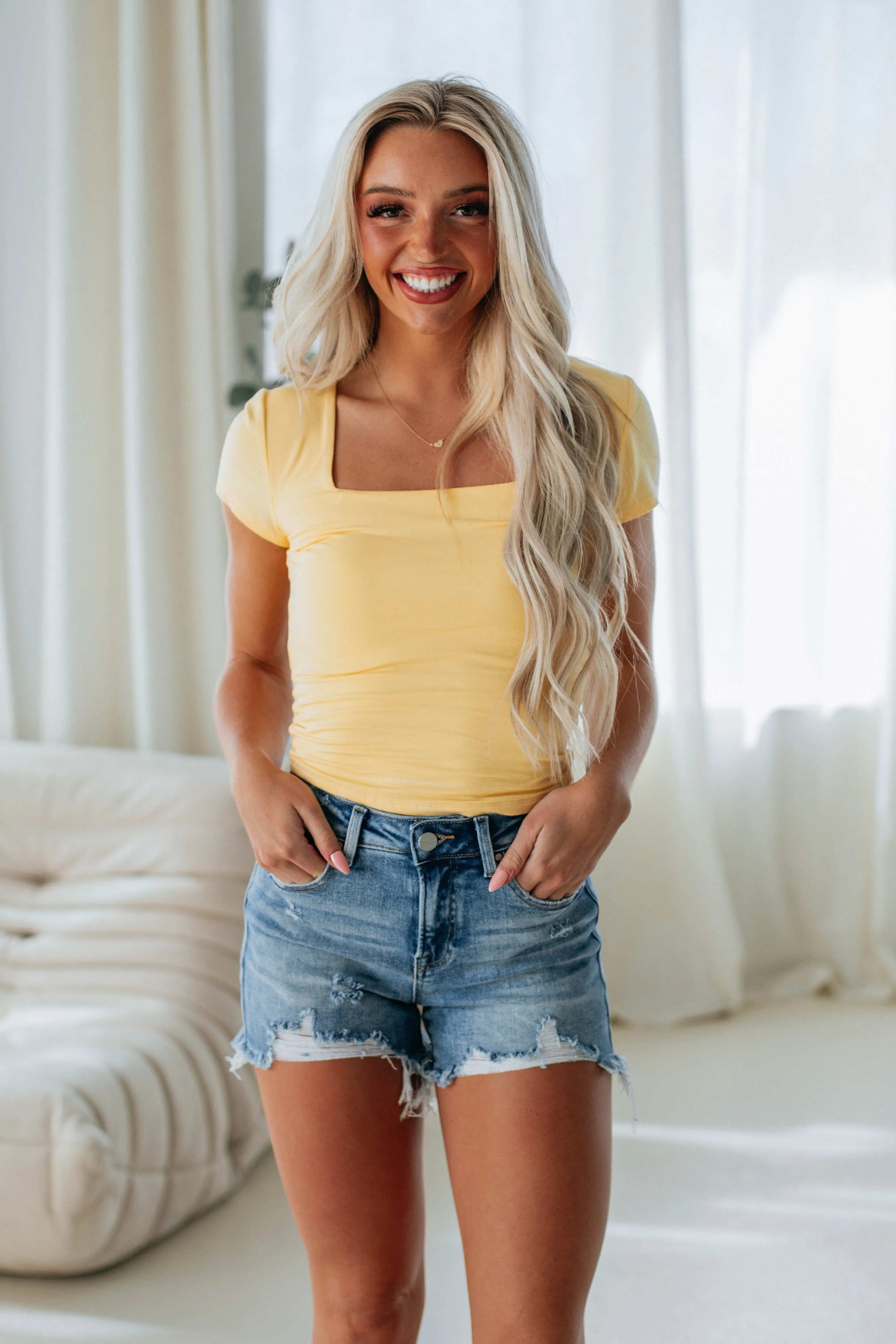 Jace Basic Top - Lemon sold by Wild Oak Boutique