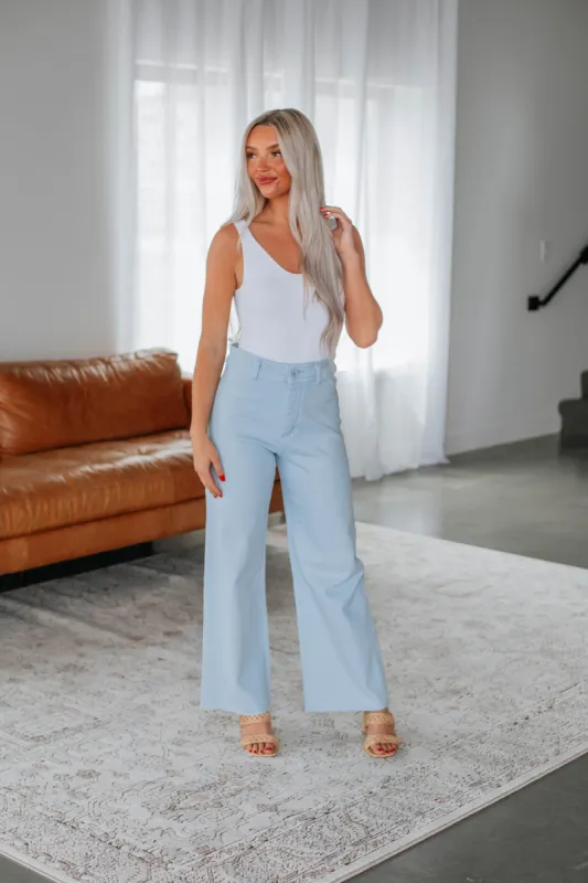 Linsley Wide Leg Pants - Sky Blue sold by Wild Oak Boutique