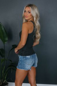 Halina Ribbed Tank - Charcoal sold by Wild Oak Boutique