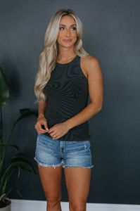 Halina Ribbed Tank - Charcoal sold by Wild Oak Boutique