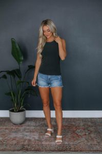 Halina Ribbed Tank - Charcoal sold by Wild Oak Boutique