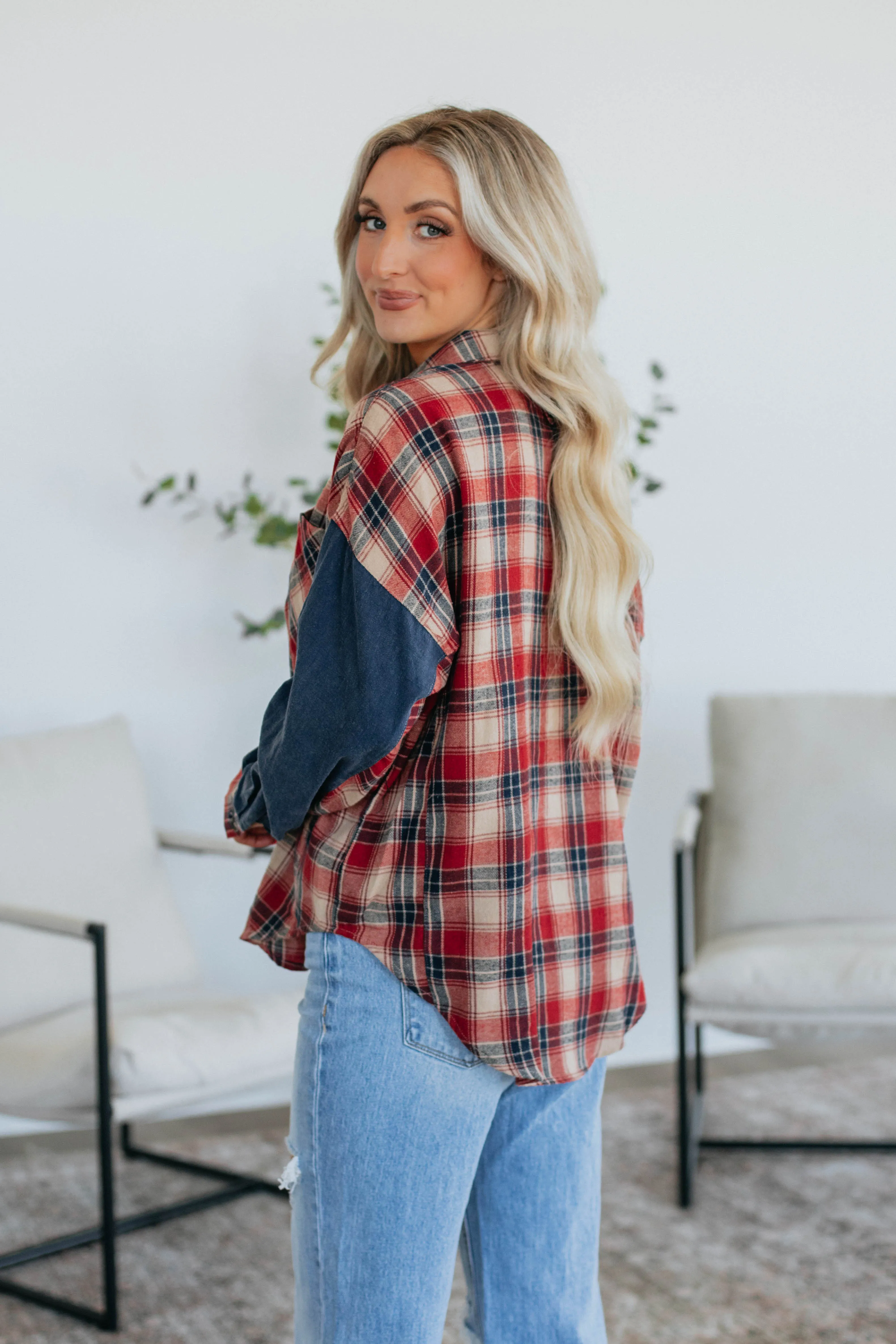 Tanner Flannel Top - Red Mix sold by Wild Oak Boutique product image thumbnail 5