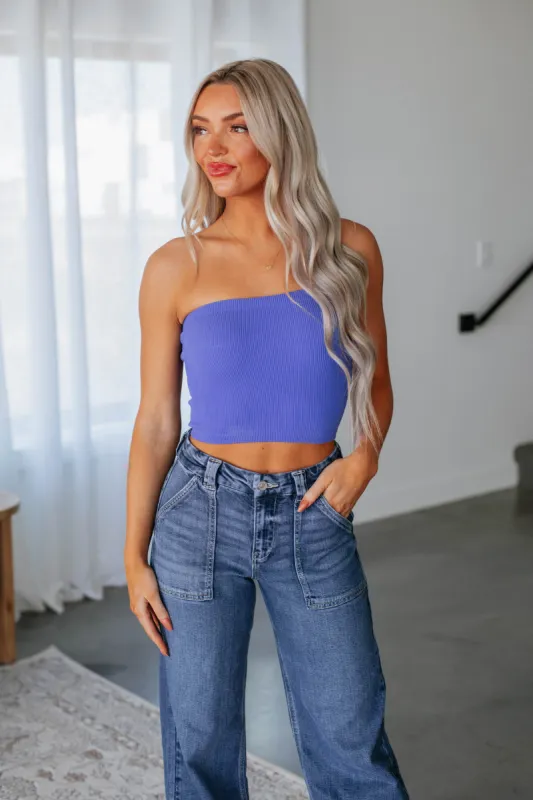 Alexa Ribbed Top - Periwinkle sold by Wild Oak Boutique