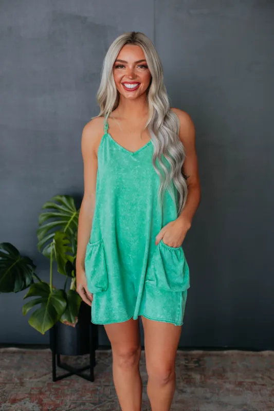 Oakley Lounge Romper - Seafoam sold by Wild Oak Boutique