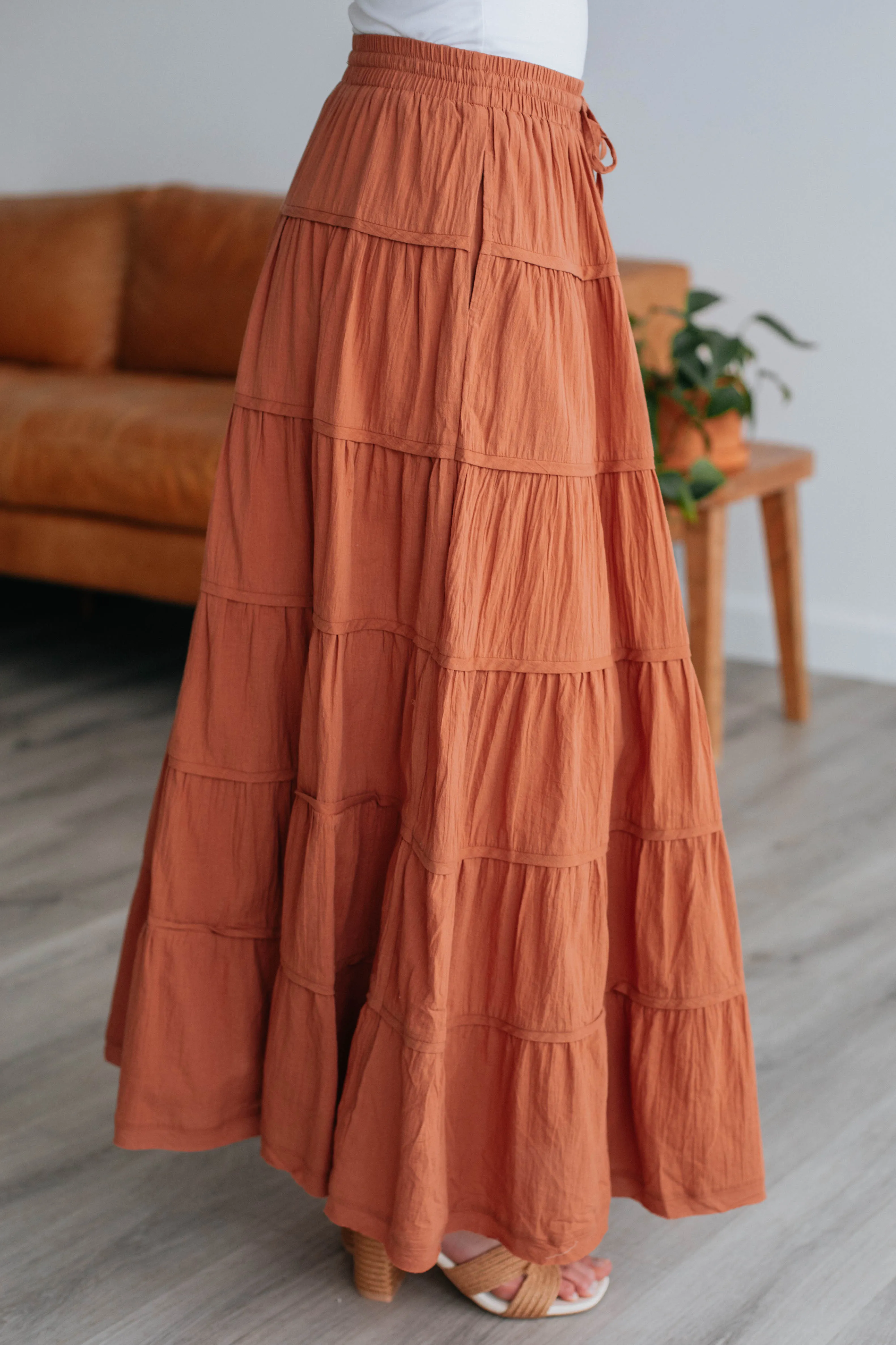 Parli Tiered Maxi Skirt - Clay sold by Wild Oak Boutique product image thumbnail 3