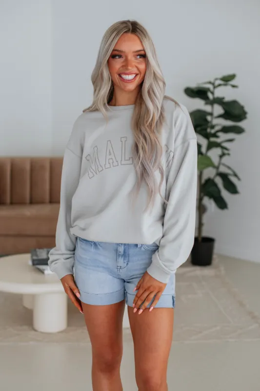 Malibu Oversized Crewneck - Stone sold by Wild Oak Boutique