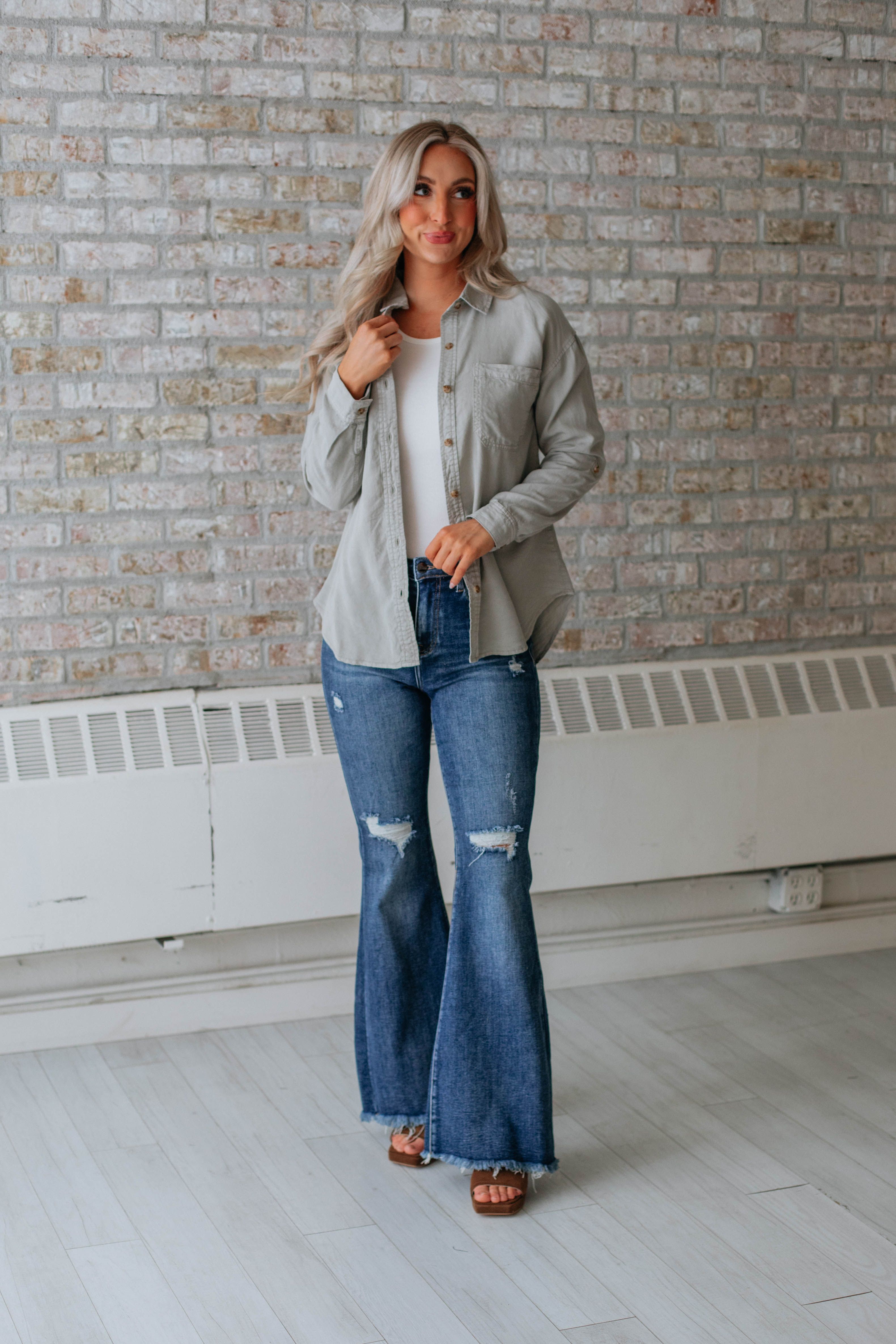 Keisha Button Down - Artichoke sold by Wild Oak Boutique product image thumbnail 2