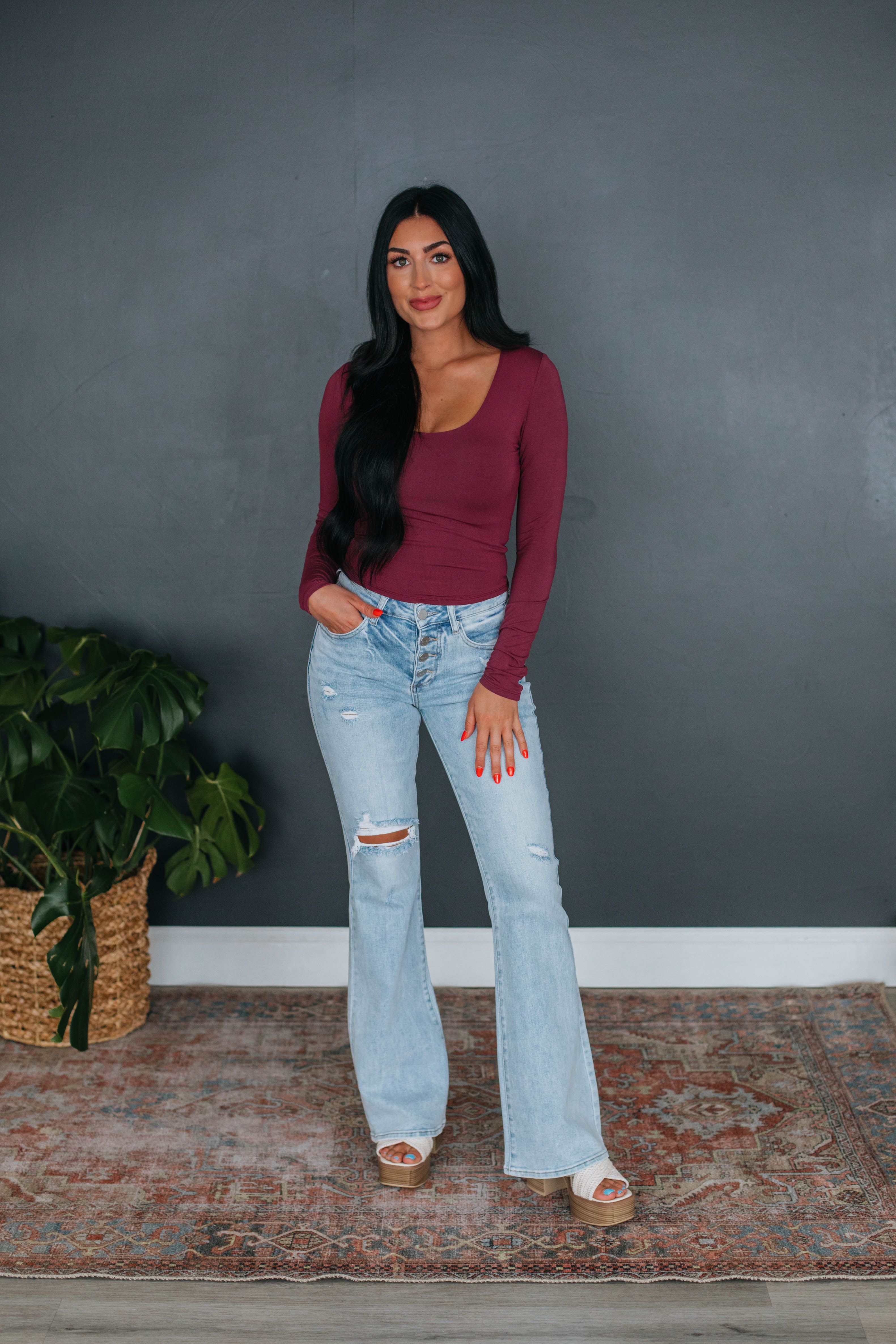 Shayla Basic Top - Plum sold by Wild Oak Boutique product image thumbnail 2