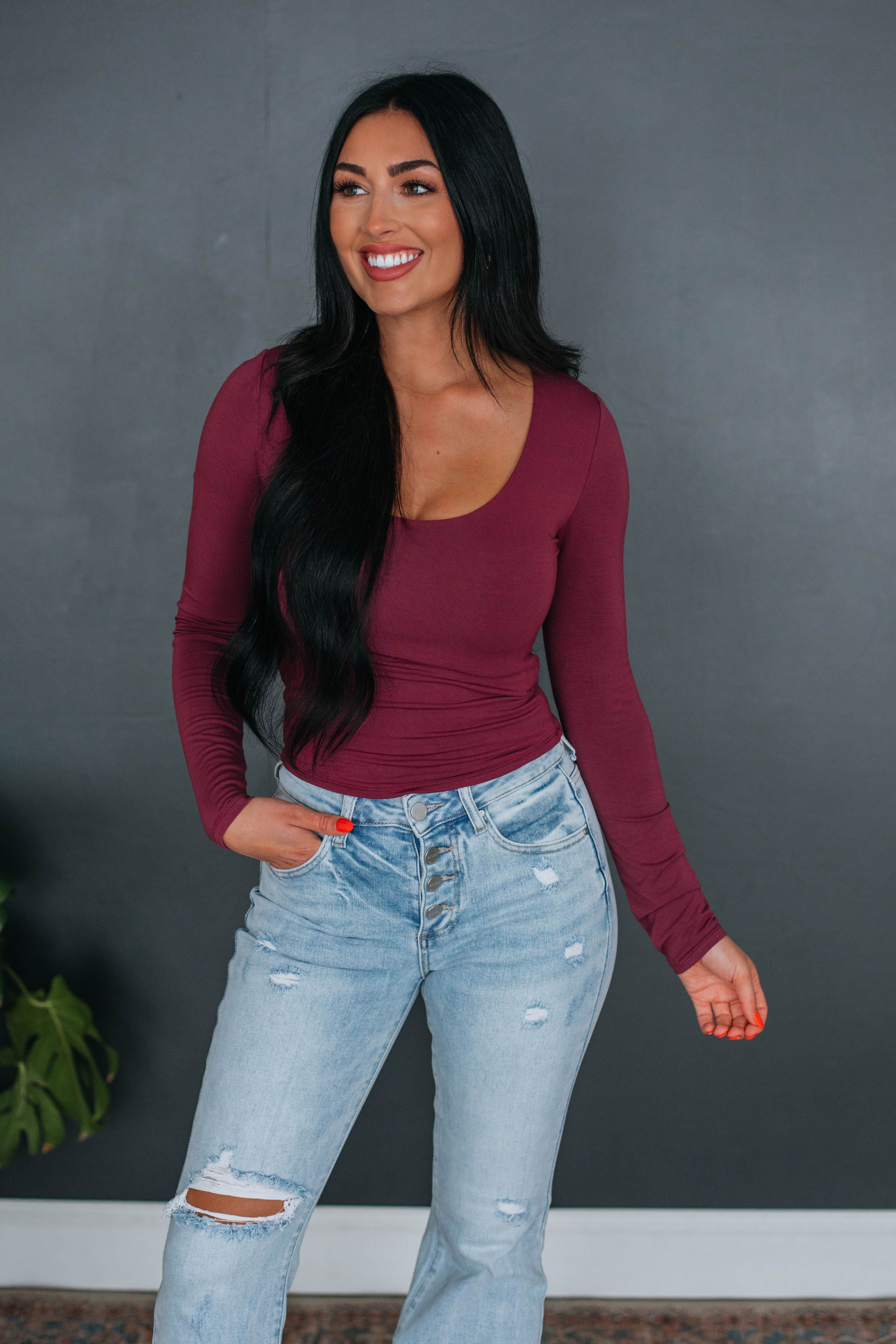 Shayla Basic Top - Plum sold by Wild Oak Boutique