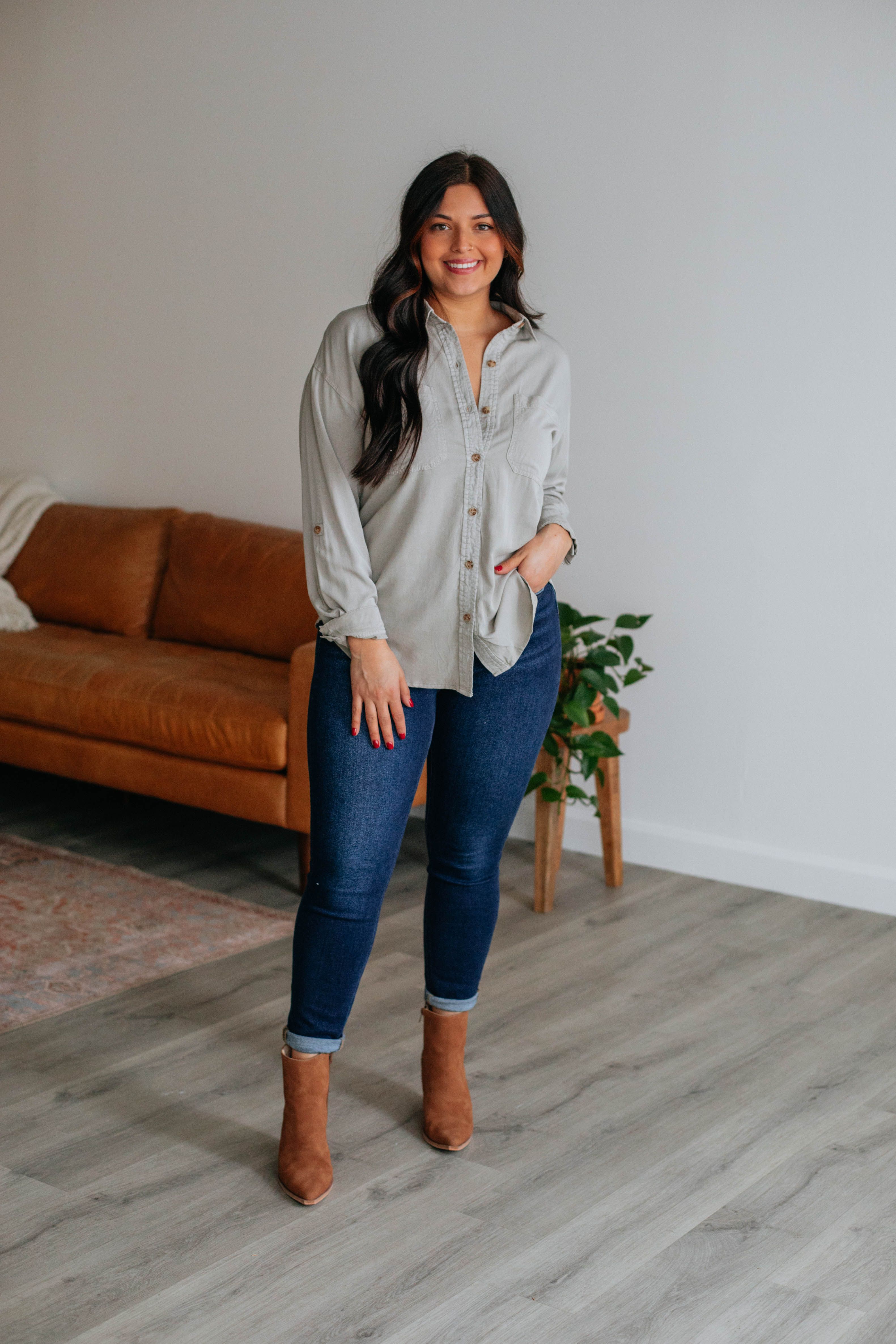 Keisha Button Down - Artichoke sold by Wild Oak Boutique product image thumbnail 4