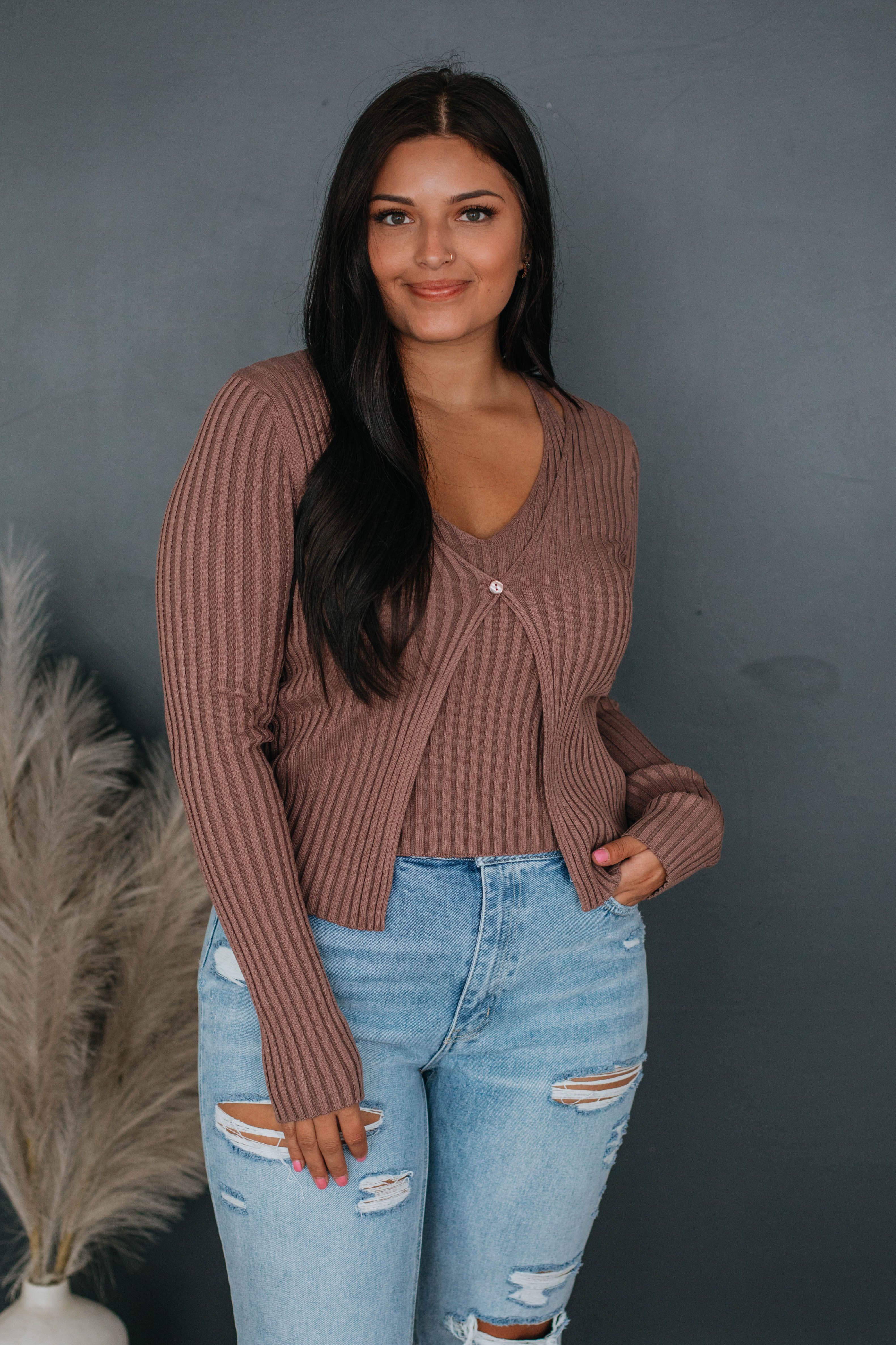 Lux Ribbed Top - Mocha sold by Wild Oak Boutique product image thumbnail 5