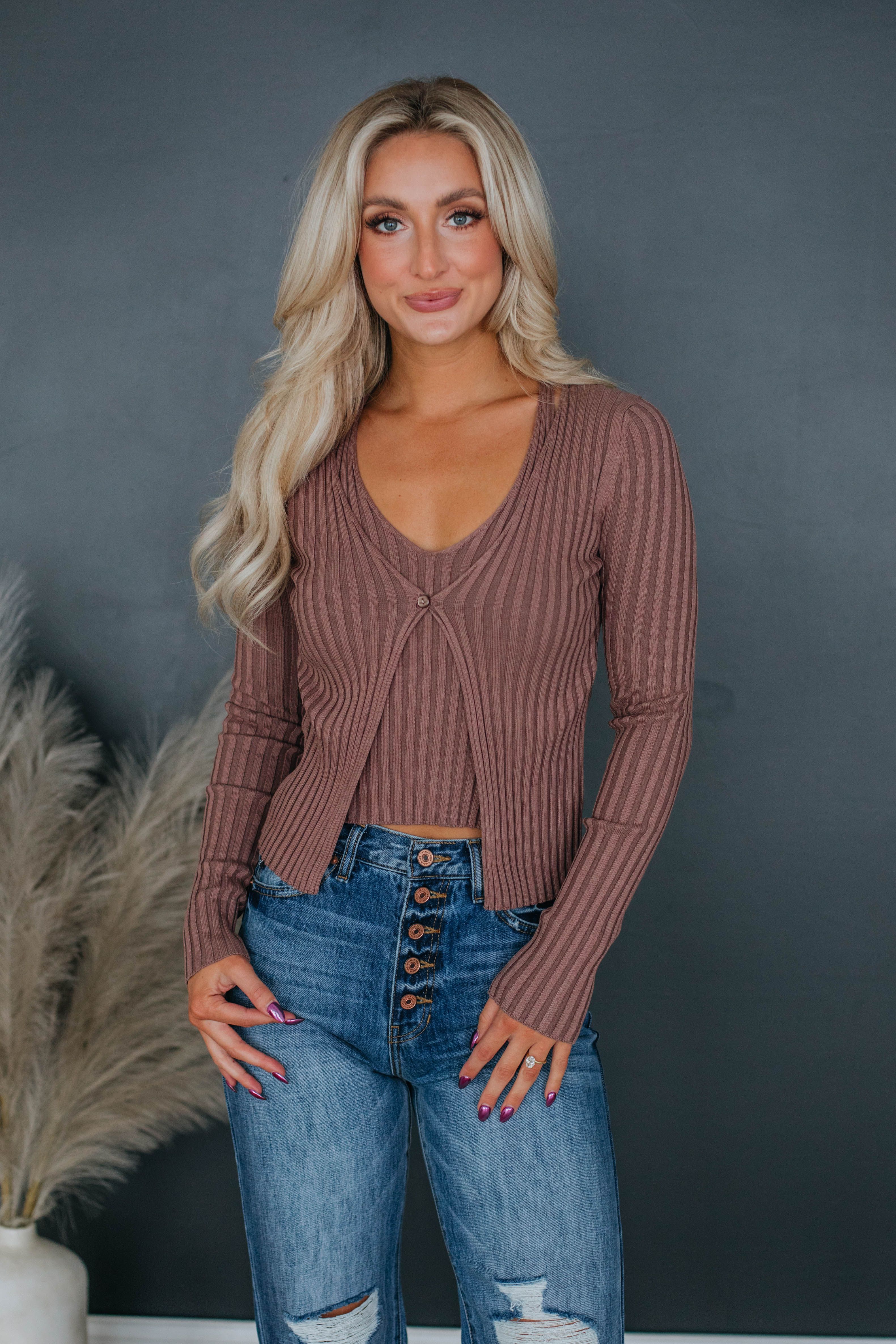 Lux Ribbed Top - Mocha sold by Wild Oak Boutique