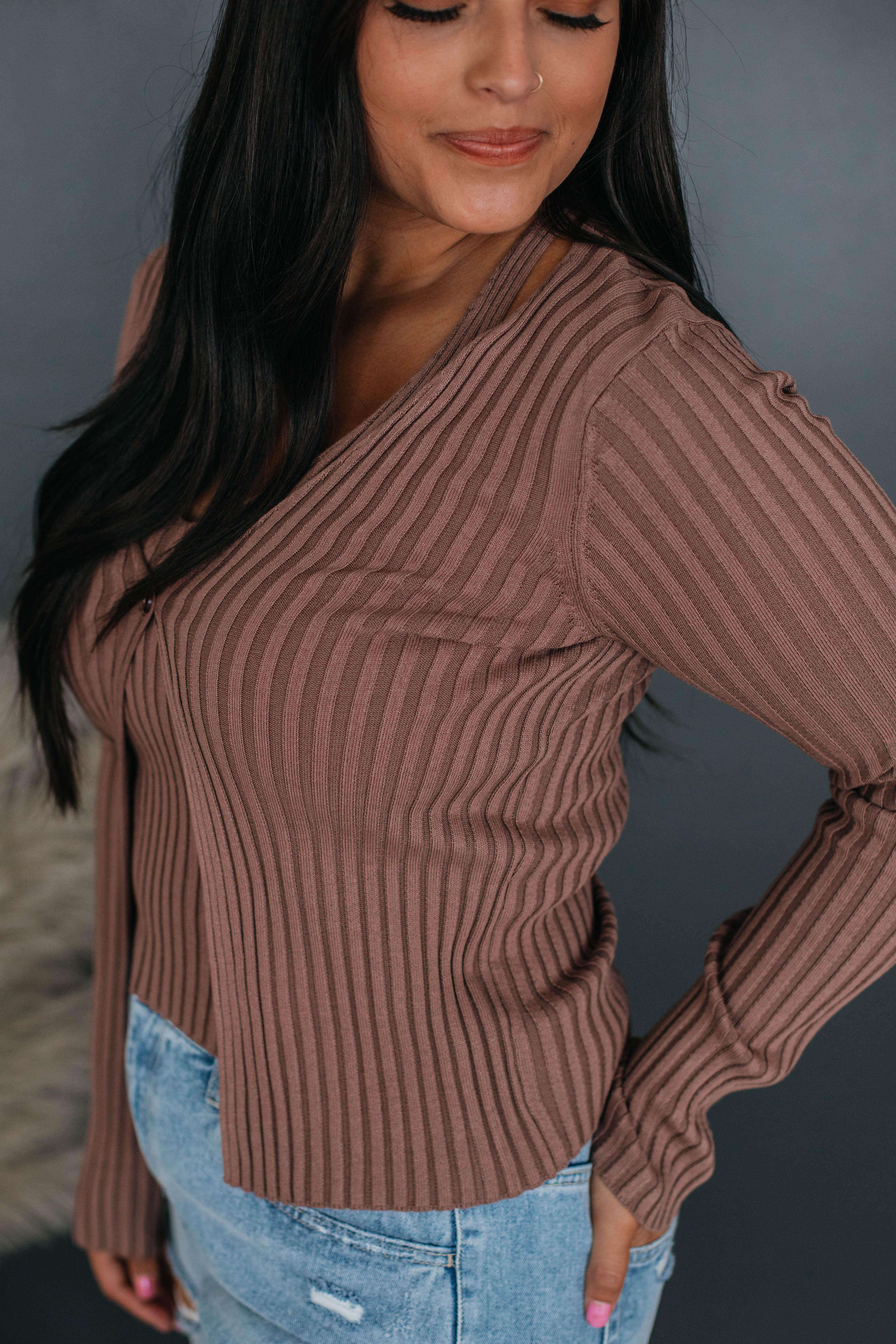 Lux Ribbed Top - Mocha sold by Wild Oak Boutique product image thumbnail 2