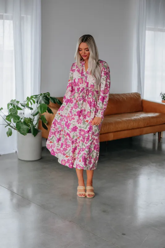 Flirty In Floral Midi Dress sold by Wild Oak Boutique