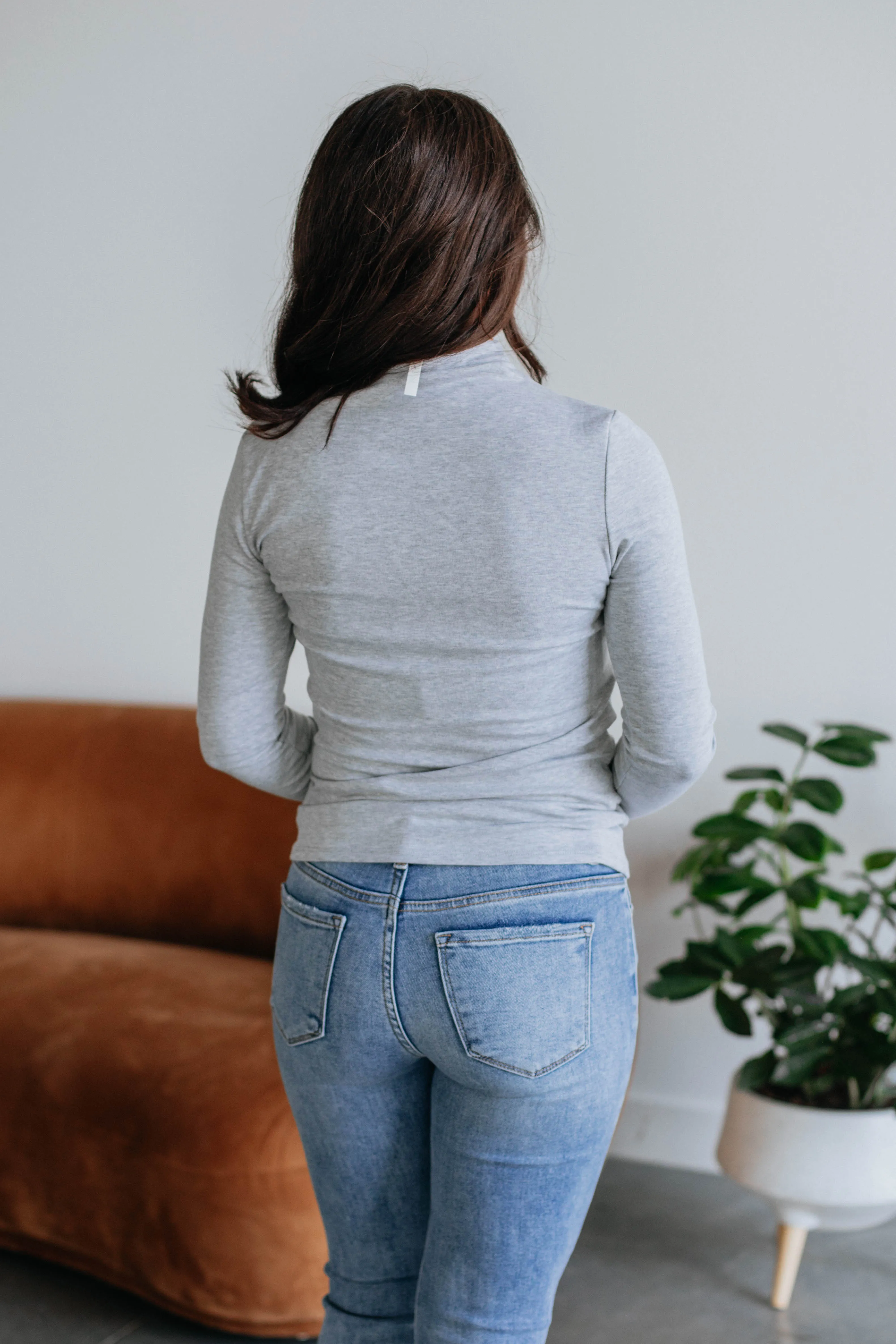 Cene Mock Neck Top - Heather Grey sold by Wild Oak Boutique product image thumbnail 5