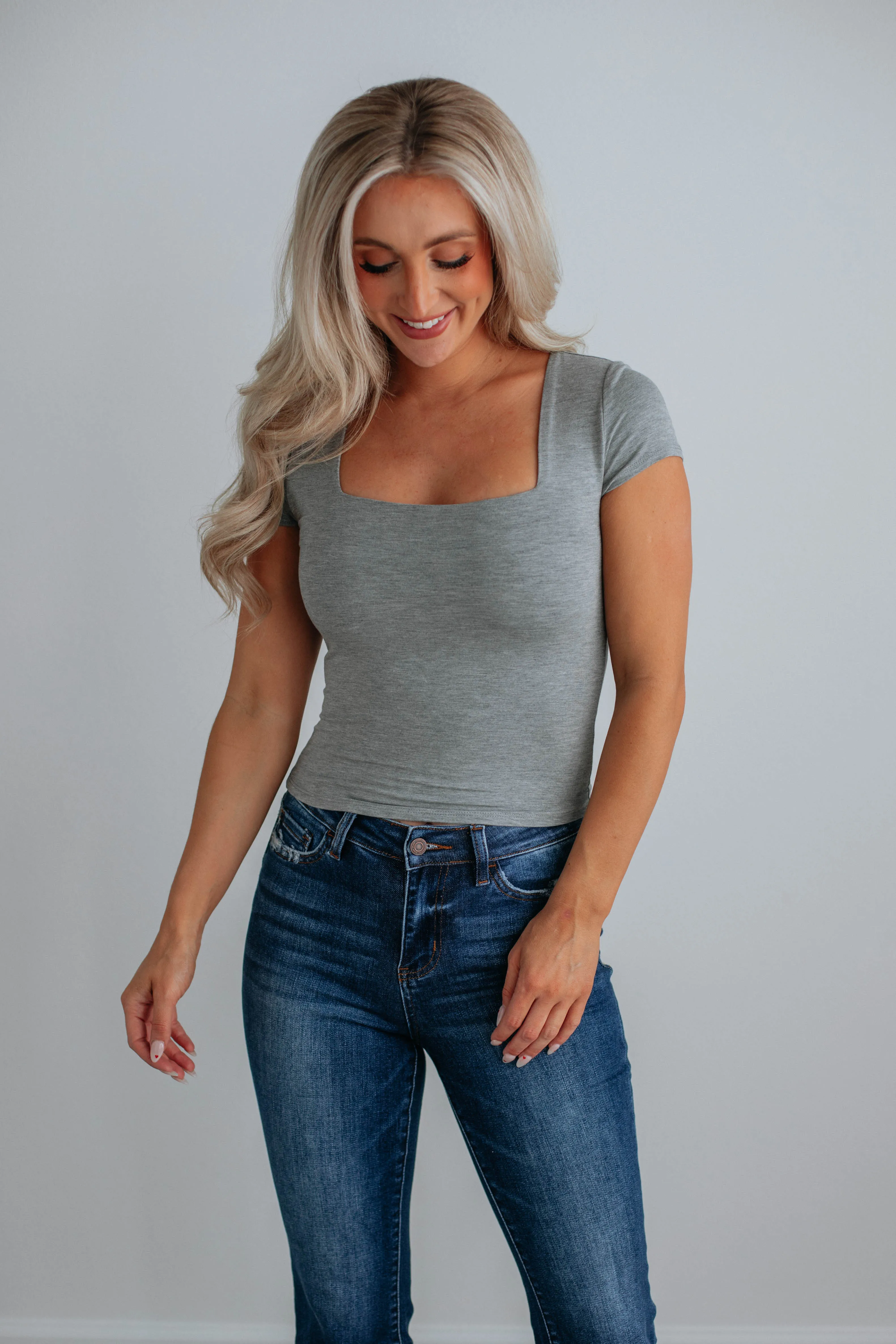 Jace Basic Top - Heather Grey sold by Wild Oak Boutique
