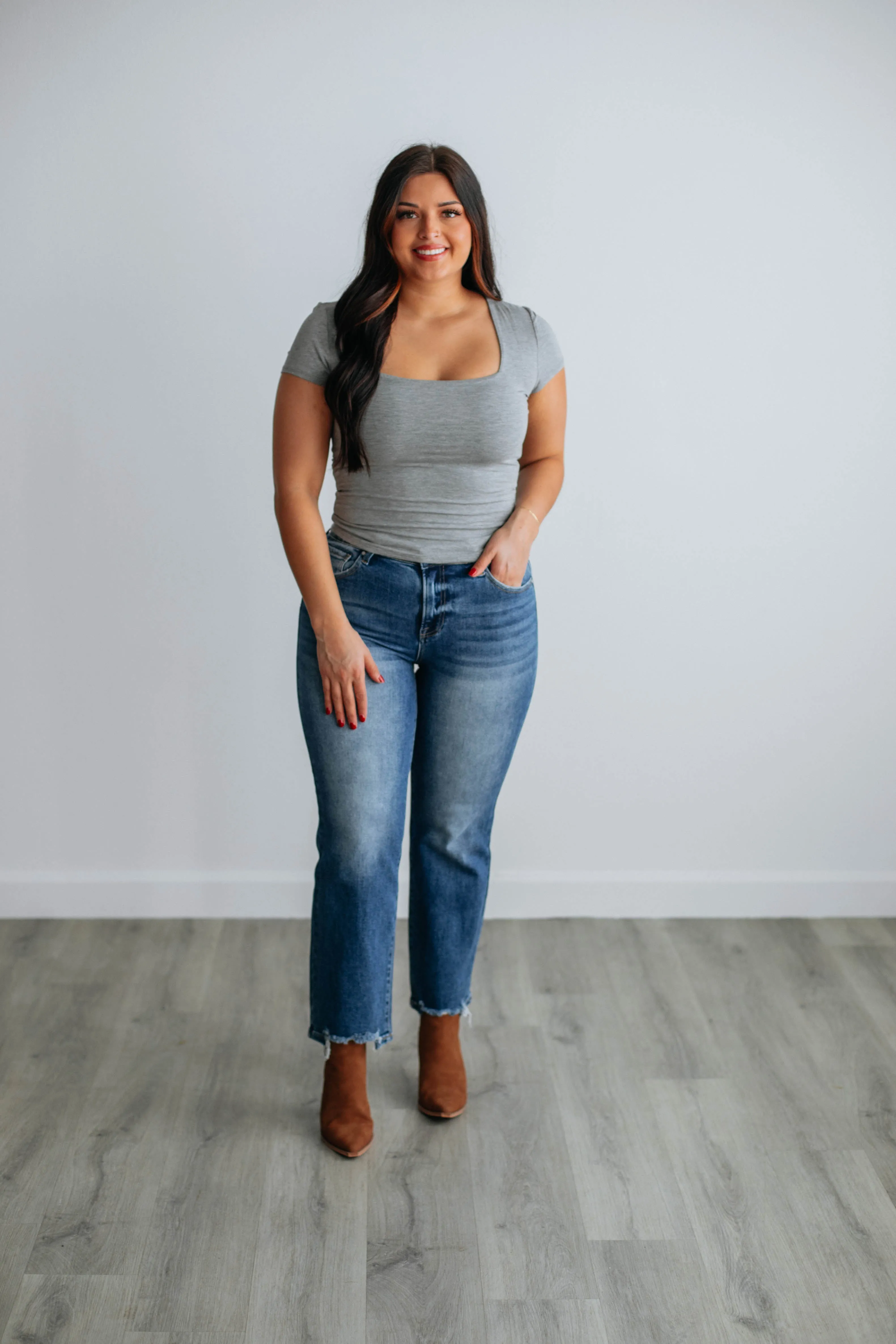 Jace Basic Top - Heather Grey sold by Wild Oak Boutique product image thumbnail 4