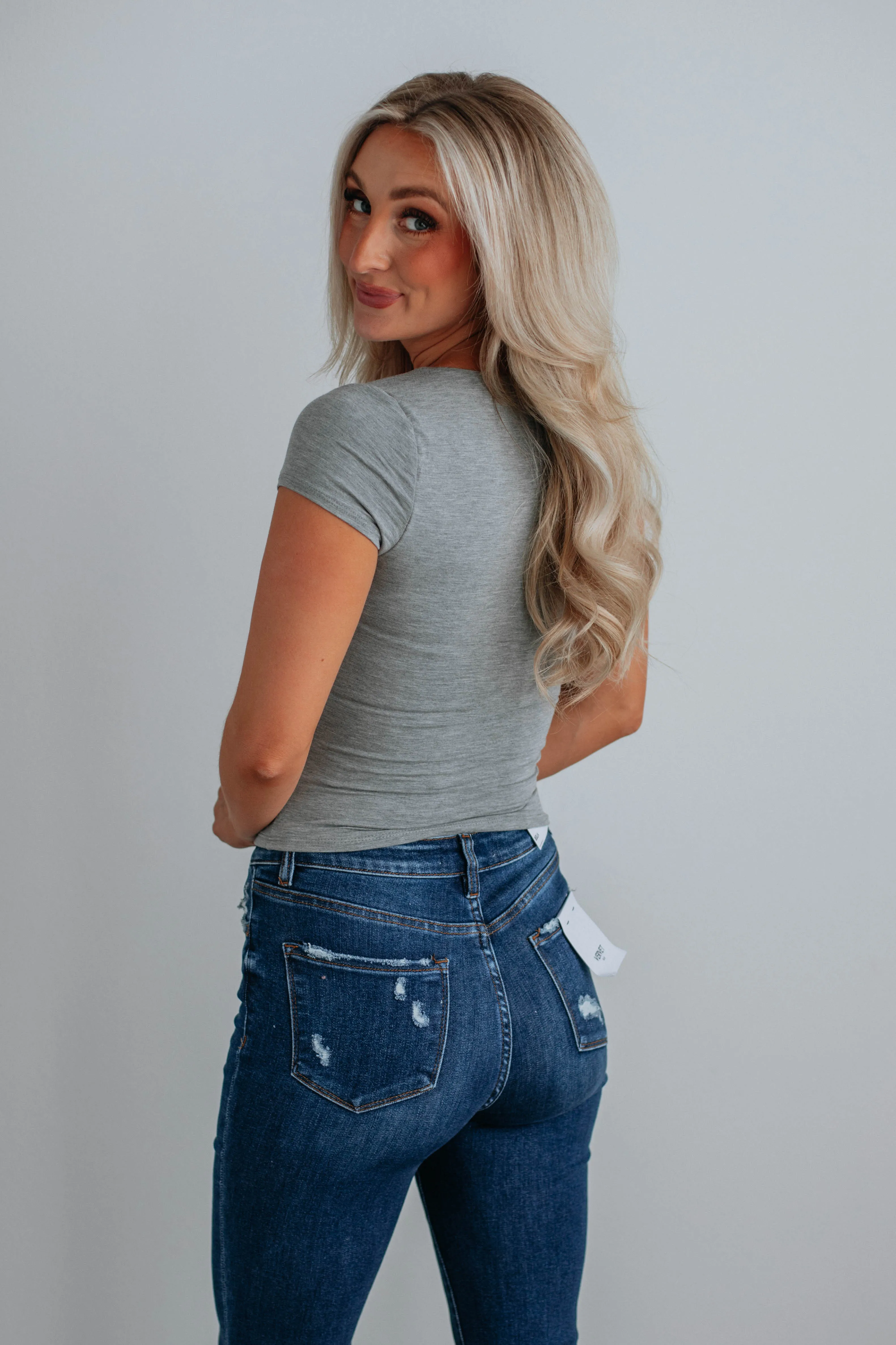 Jace Basic Top - Heather Grey sold by Wild Oak Boutique product image thumbnail 5