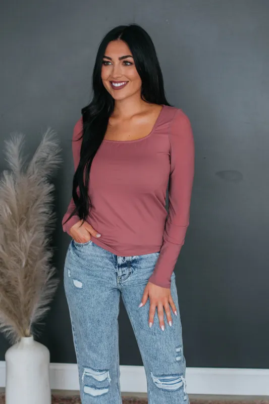 Elsie Long Sleeve Top - Dark Mauve sold by Wild Oak Boutique