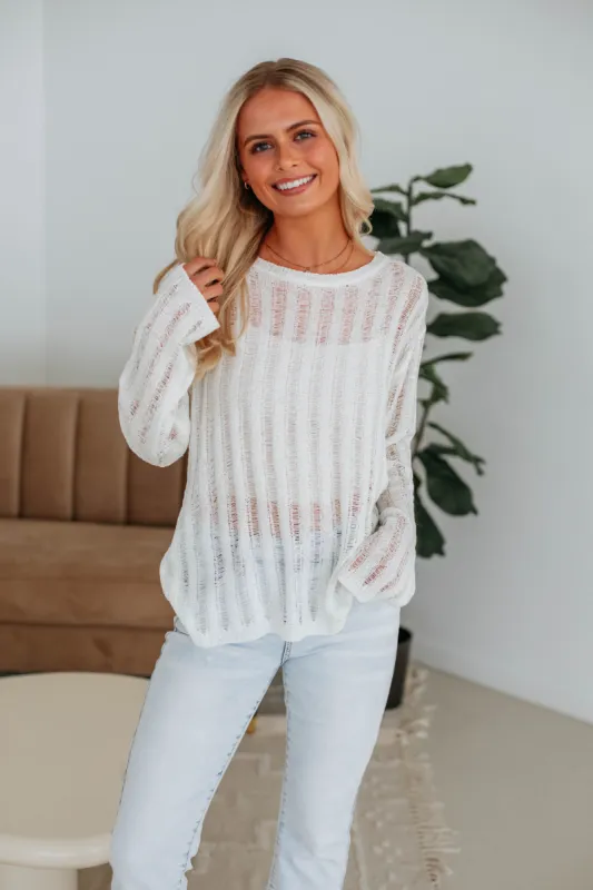 Jaron Knit Sweater - Cream sold by Wild Oak Boutique