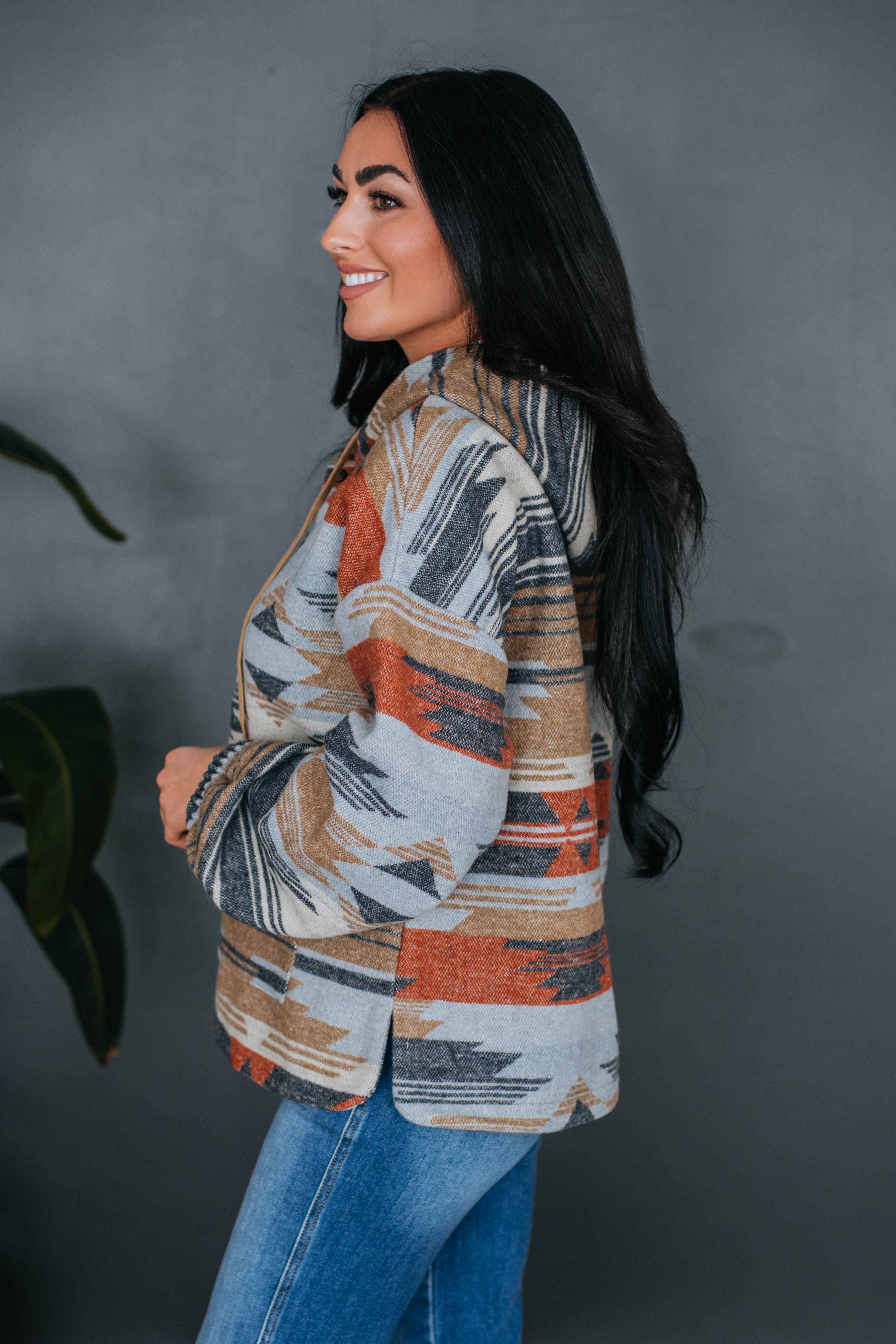 Emelia Aztec Print Hoodie - Navy Mix sold by Wild Oak Boutique product image thumbnail 3